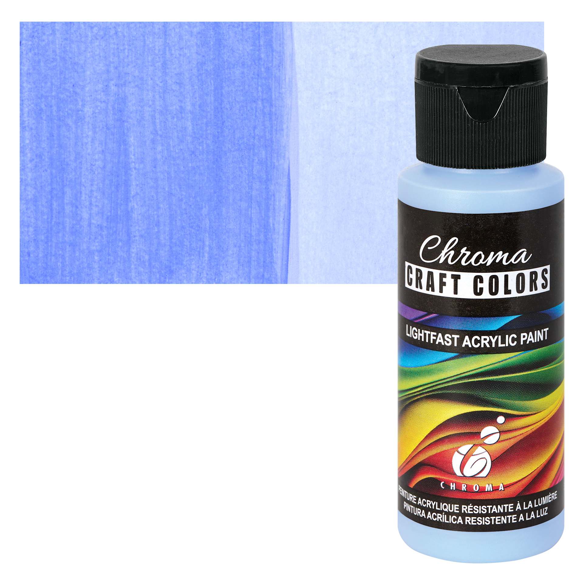 Chroma Craft Colors Acrylic Paint - Pacific Ocean, swatch and bottle