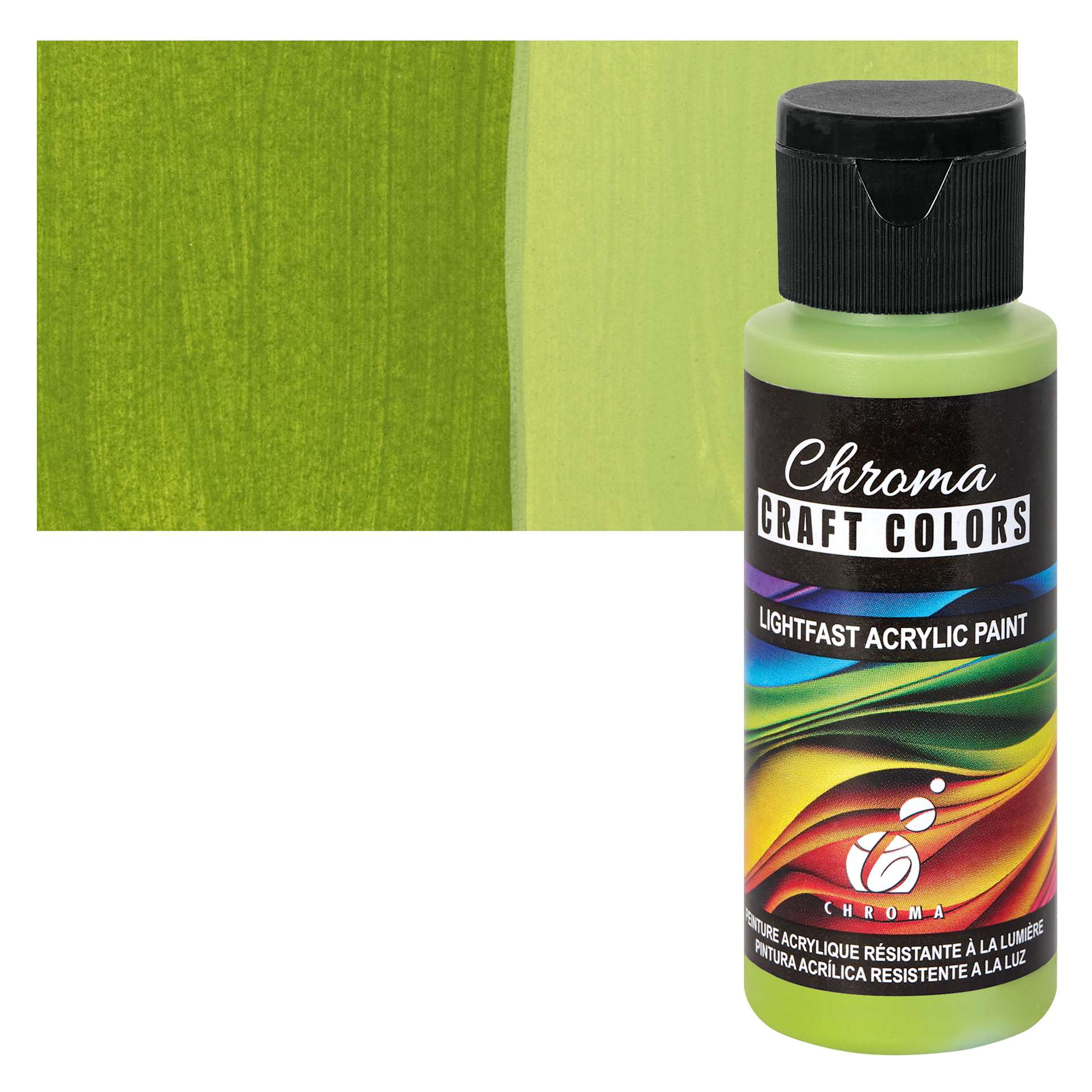Chroma Craft Colors Acrylic Paint - Fern, swatch and bottle