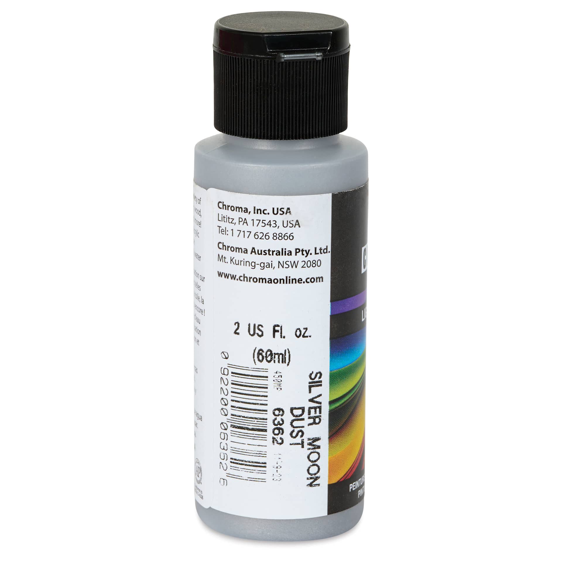 Chroma Craft Colors Acrylic Paint - Metallic Silver Moon Dust, 2 oz, label shown