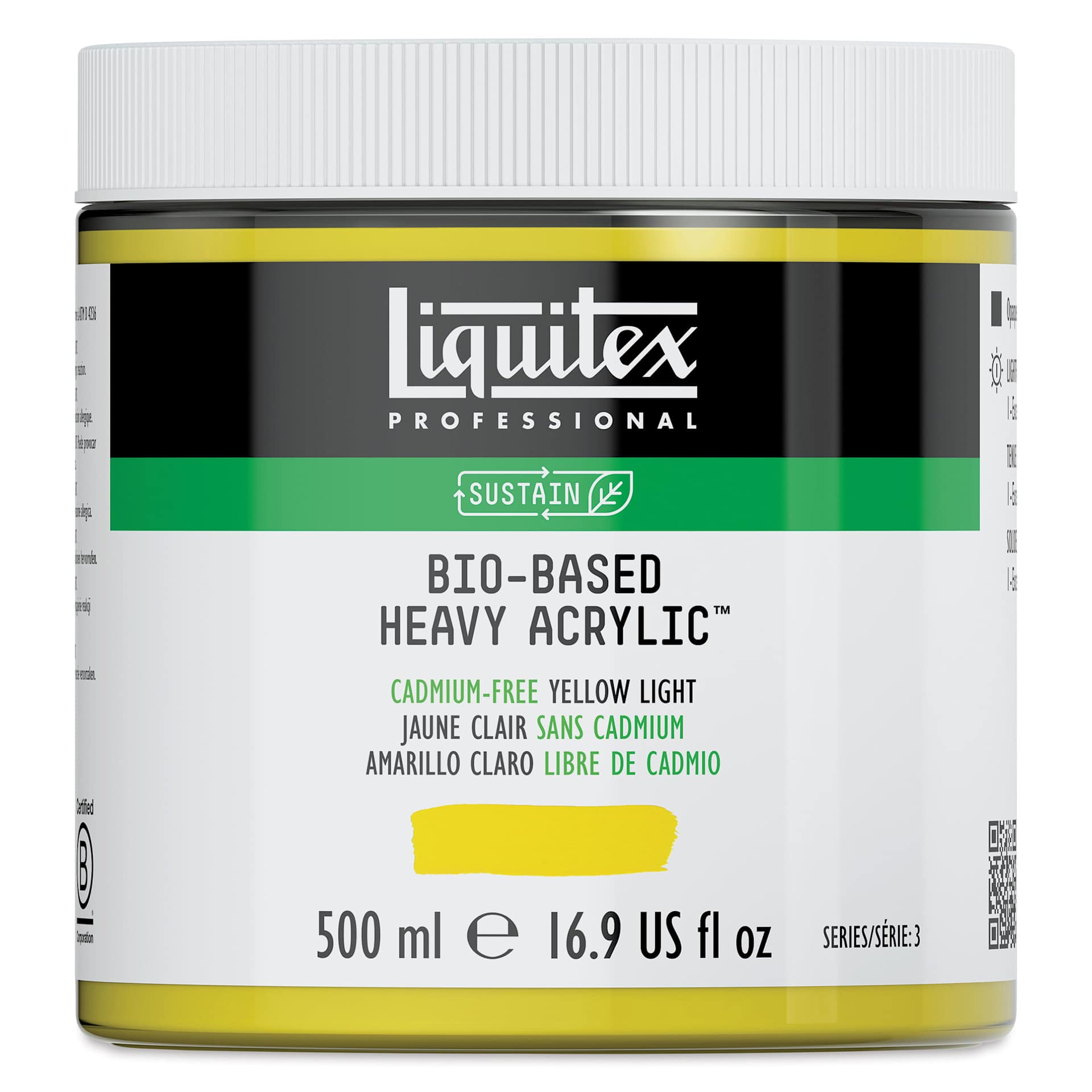 Liquitex Bio-Based Heavy Acrylic Paint - Cadmium-Free Yellow Light, 500 ml