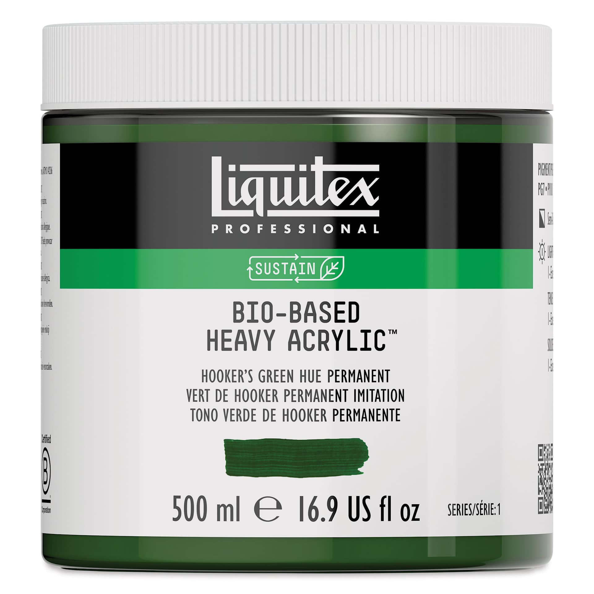 Liquitex Bio-Based Heavy Acrylic Paint - Hooker's Green Hue Permanent, 500 mlL