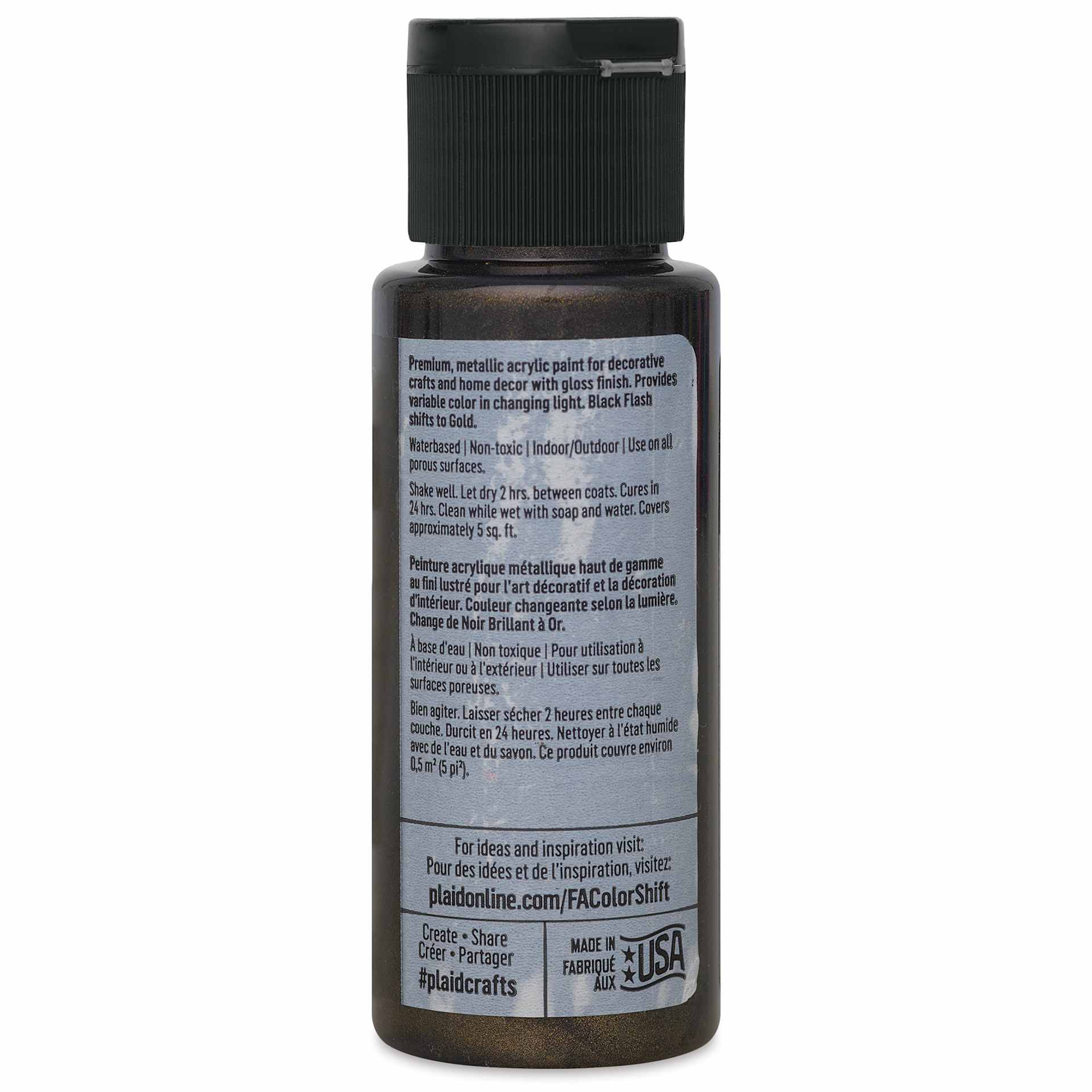 FolkArt Color Shift Paint - Black Flash, 2 oz, back of bottle