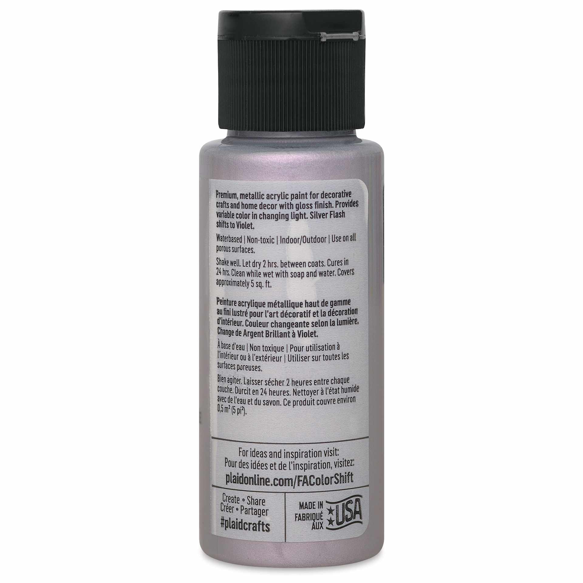 FolkArt Color Shift Paint - Silver Flash, 2 oz, back of bottle