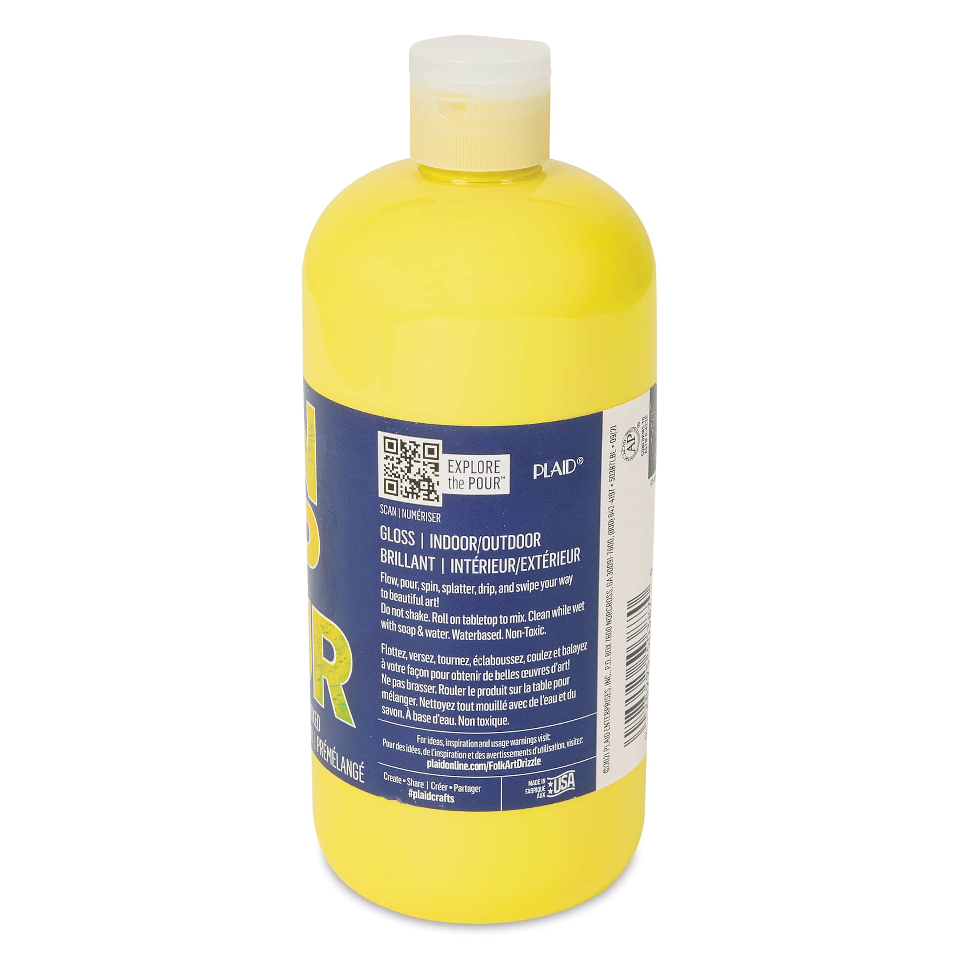 FolkArt Drizzle Acrylic Pouring Paint - Neon Sunshine, 17.6 oz side view