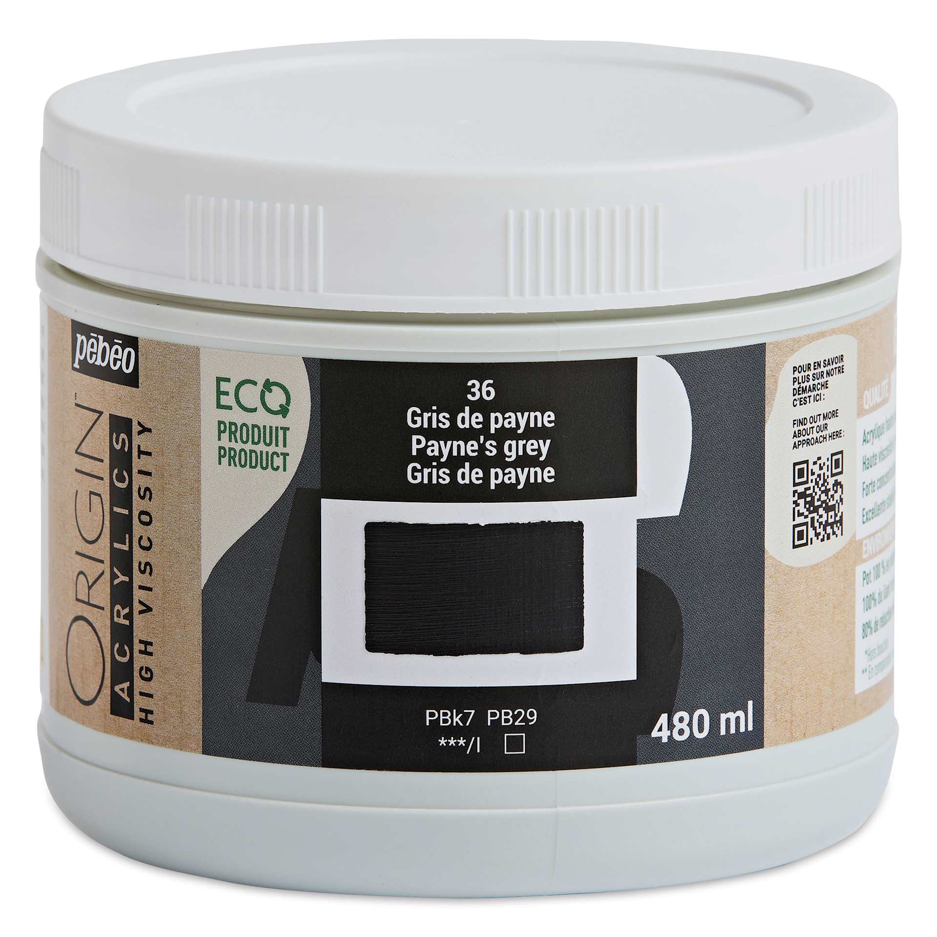 Pebeo Origin Acrylic Paint - Payne's Grey, 480 ml