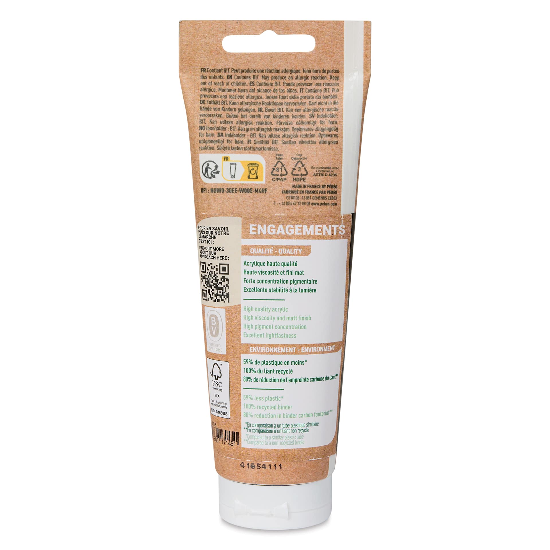 Pebeo Origin Acrylic Paint - Iridescent Graphite, 120 ml back