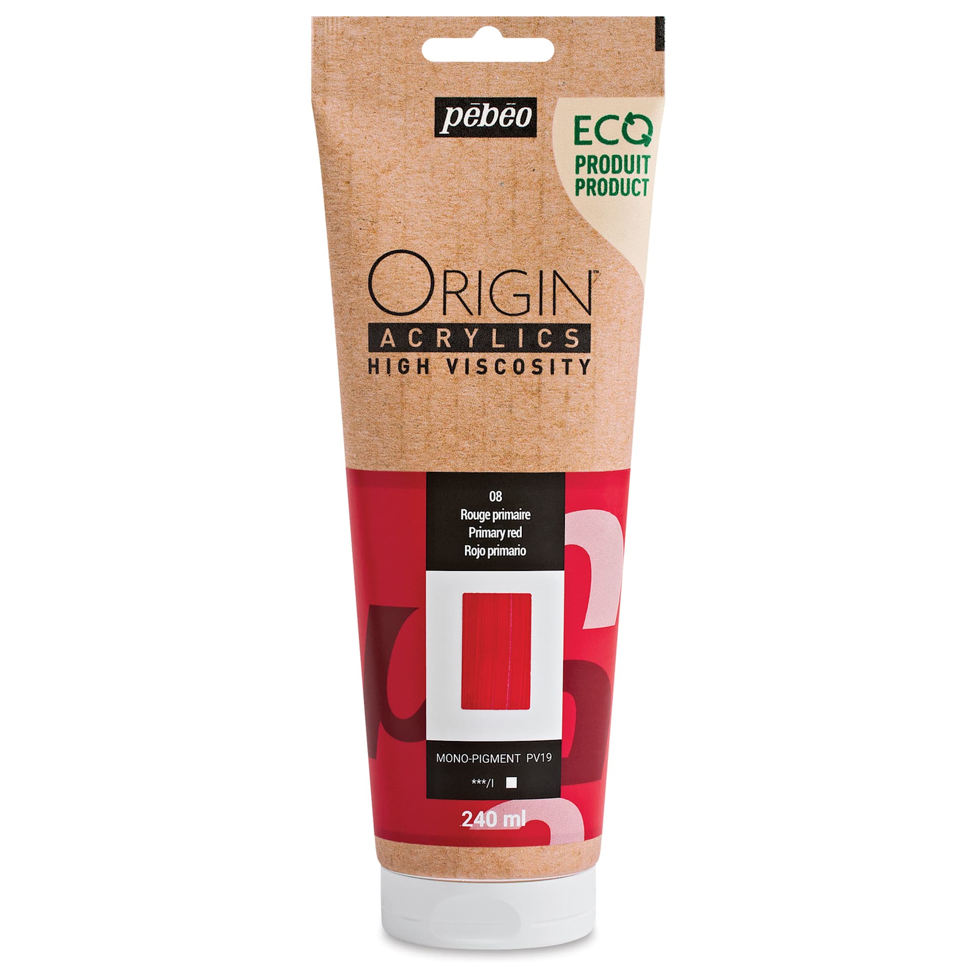 Pebeo Origin Acrylic Paint - Primary Red, 240 ml