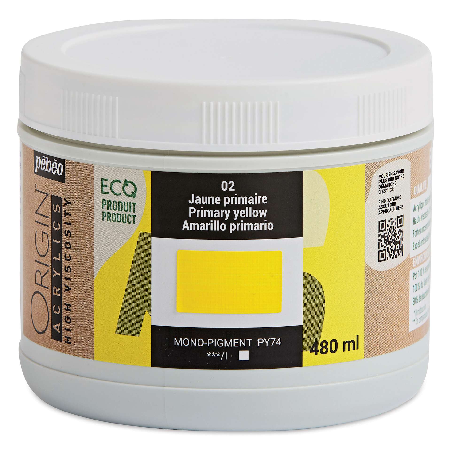 Pebeo Origin Acrylic Paint - Primary Yellow, 480 ml Pebeo Origin Acrylic Paint - Primary Yellow, 480 ml
