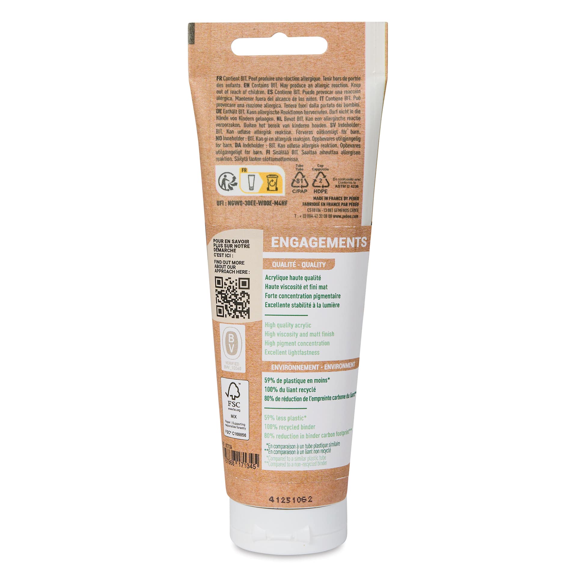 Pebeo Origin Acrylic Paint - Burnt Umber, 120 ml - back