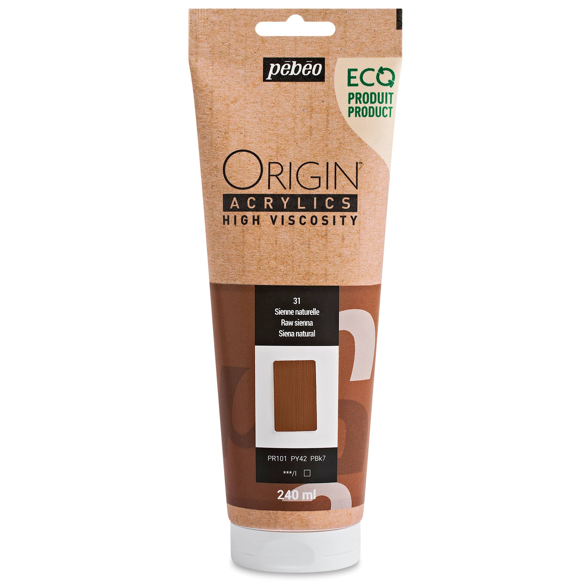 Pebeo Origin Acrylic Paint - Raw Sienna, 240 ml