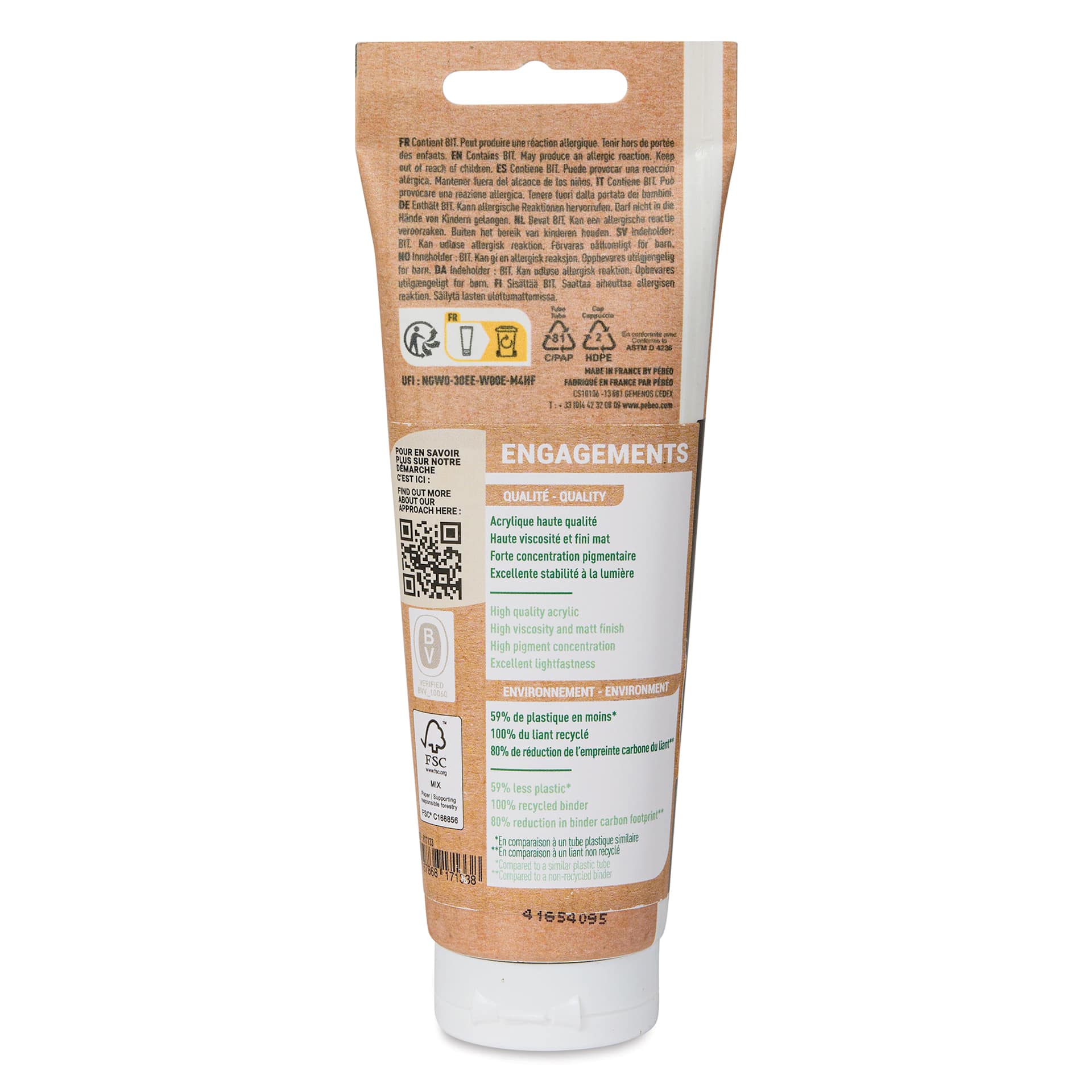 Pebeo Origin Acrylic Paint - Raw Umber, 120 ml tube back