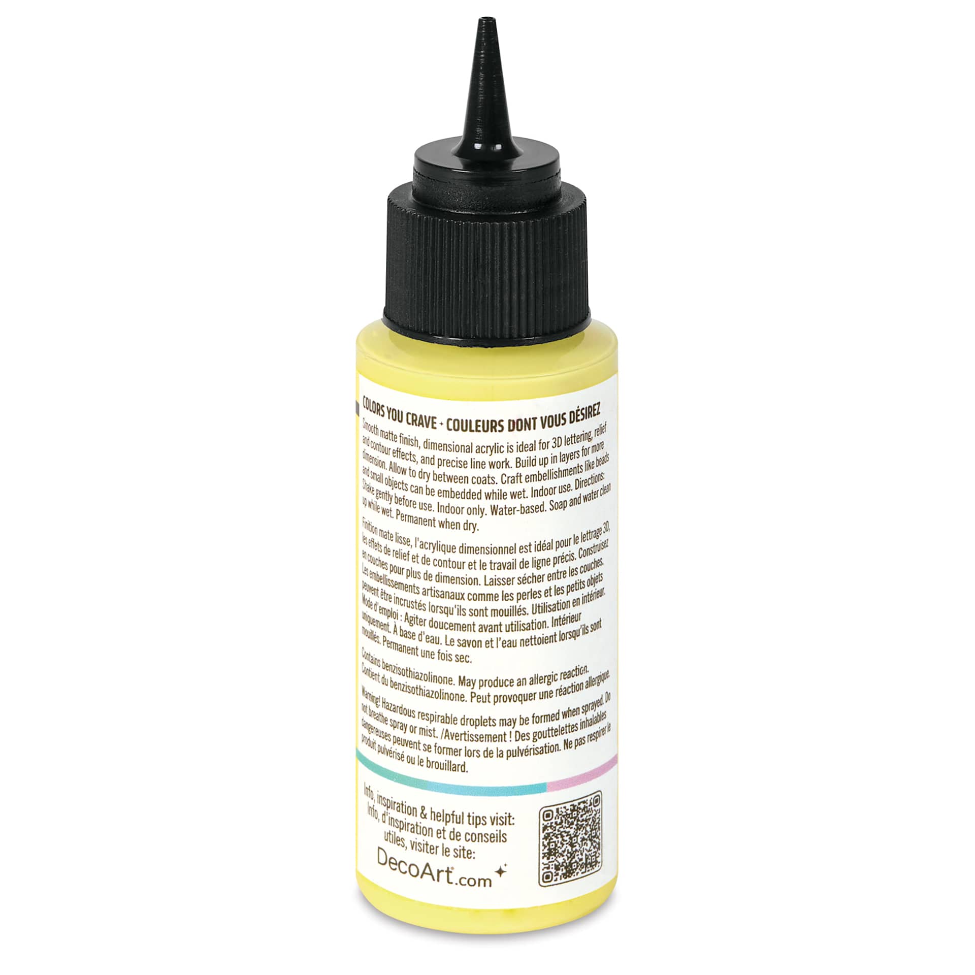 DecoArt Love, Color 3D Acrylic Writer - Lemon Cream, 2 oz back