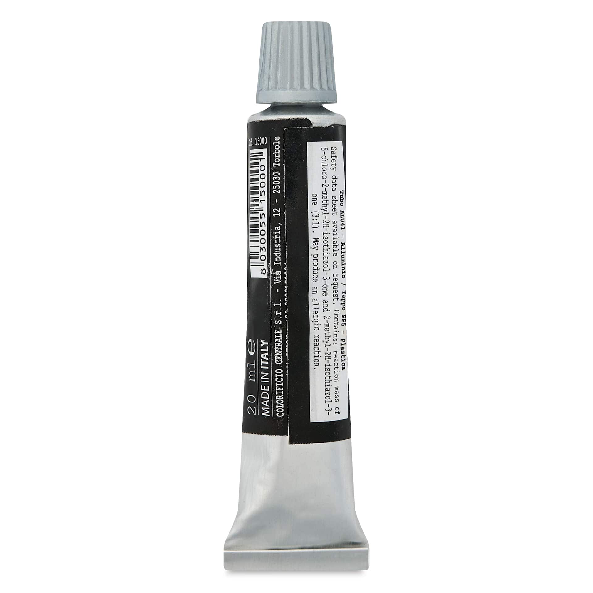 Absolute Black Acrylic Paint - back of a 20 ml tube