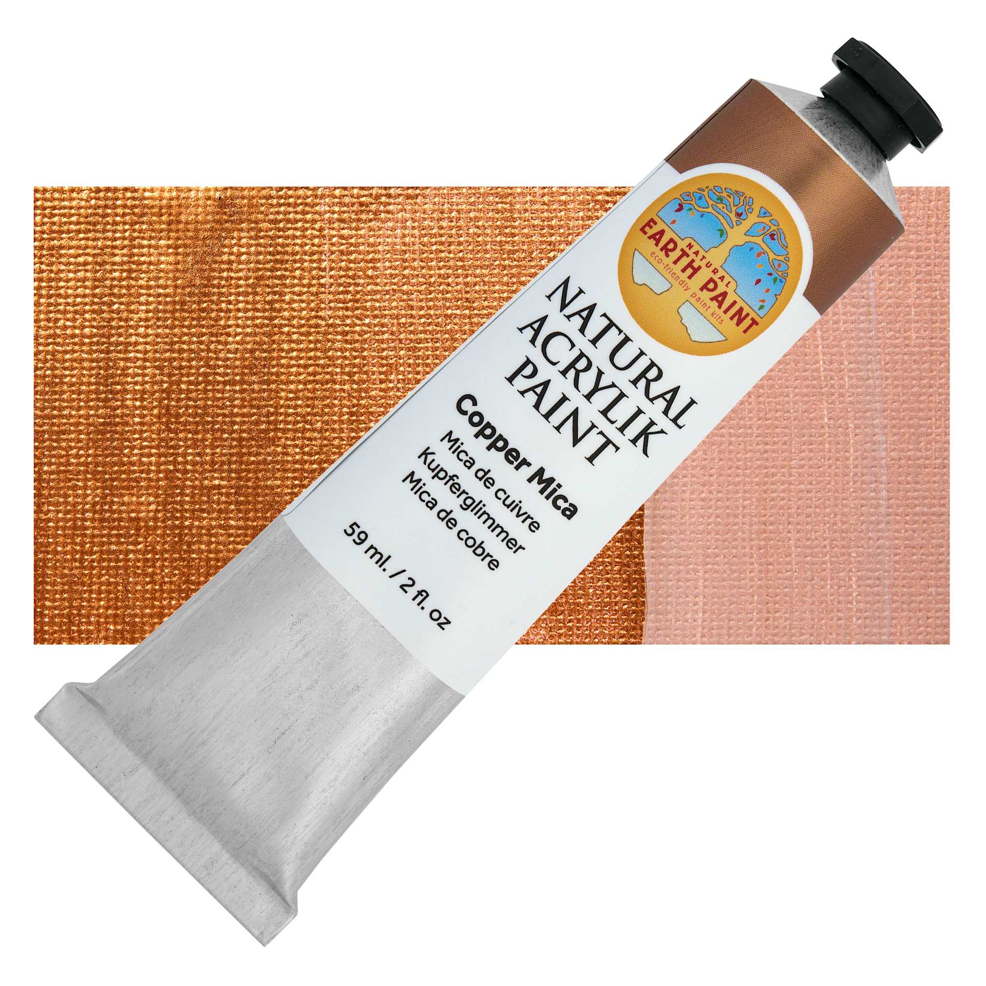 Natural Earth Paint Natural Acrylik Paint - Copper Mica, 59 ml tube and swatch
