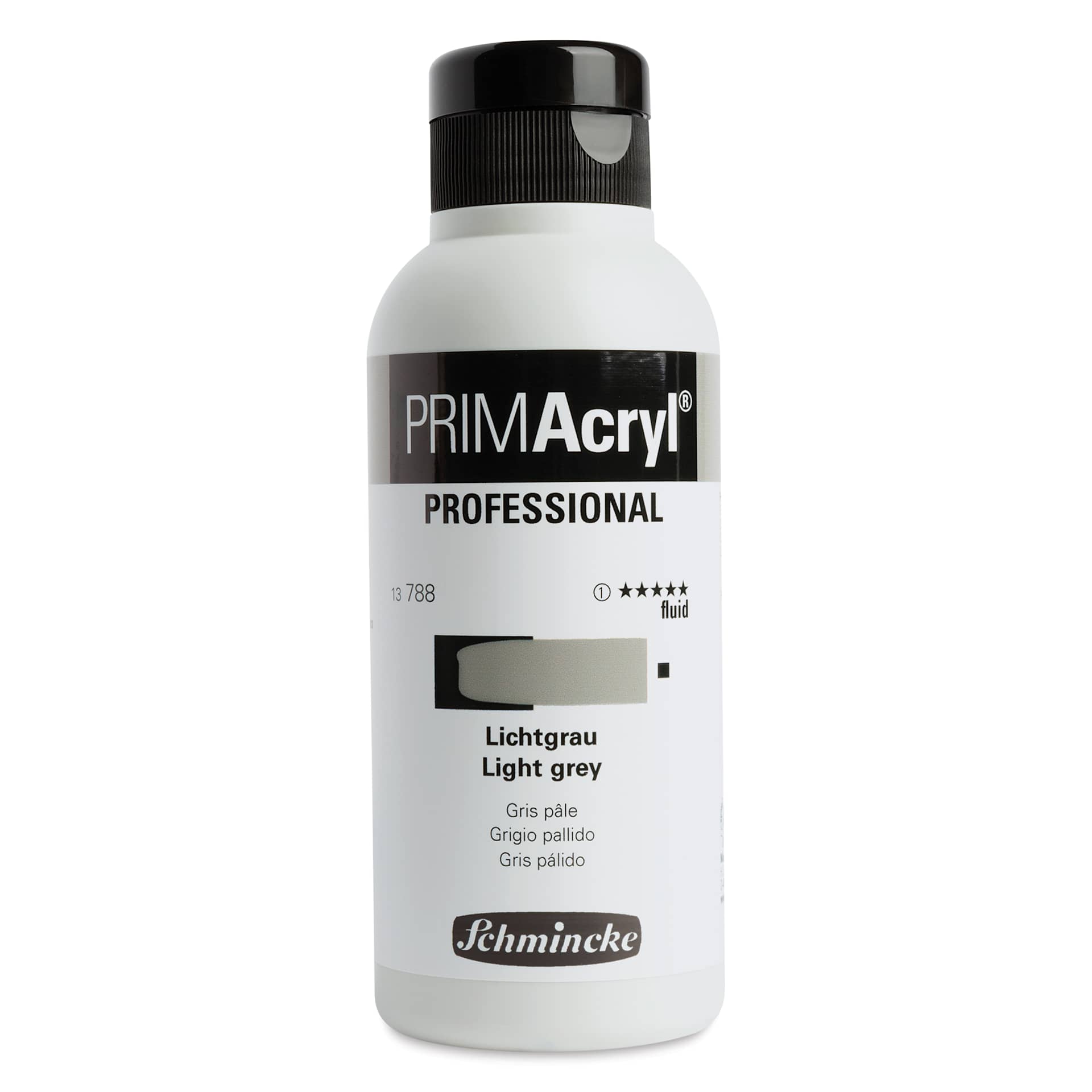 Schmincke Primacryl Professional Fluid Acrylic - Light Grey, 250 ml bottle