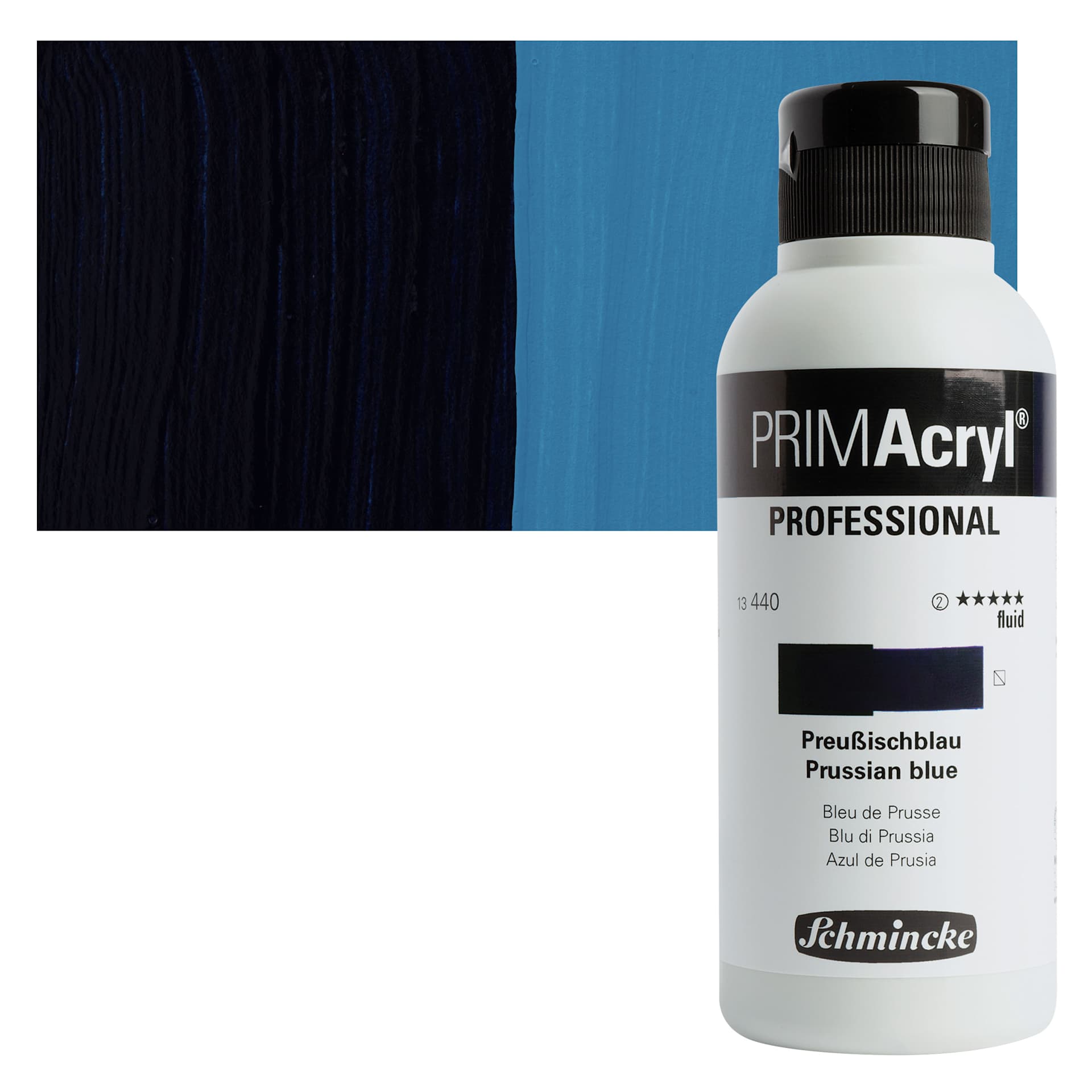 Schmincke Primacryl Professional Fluid Acrylic - Prussian Blue, 250 ml bottle