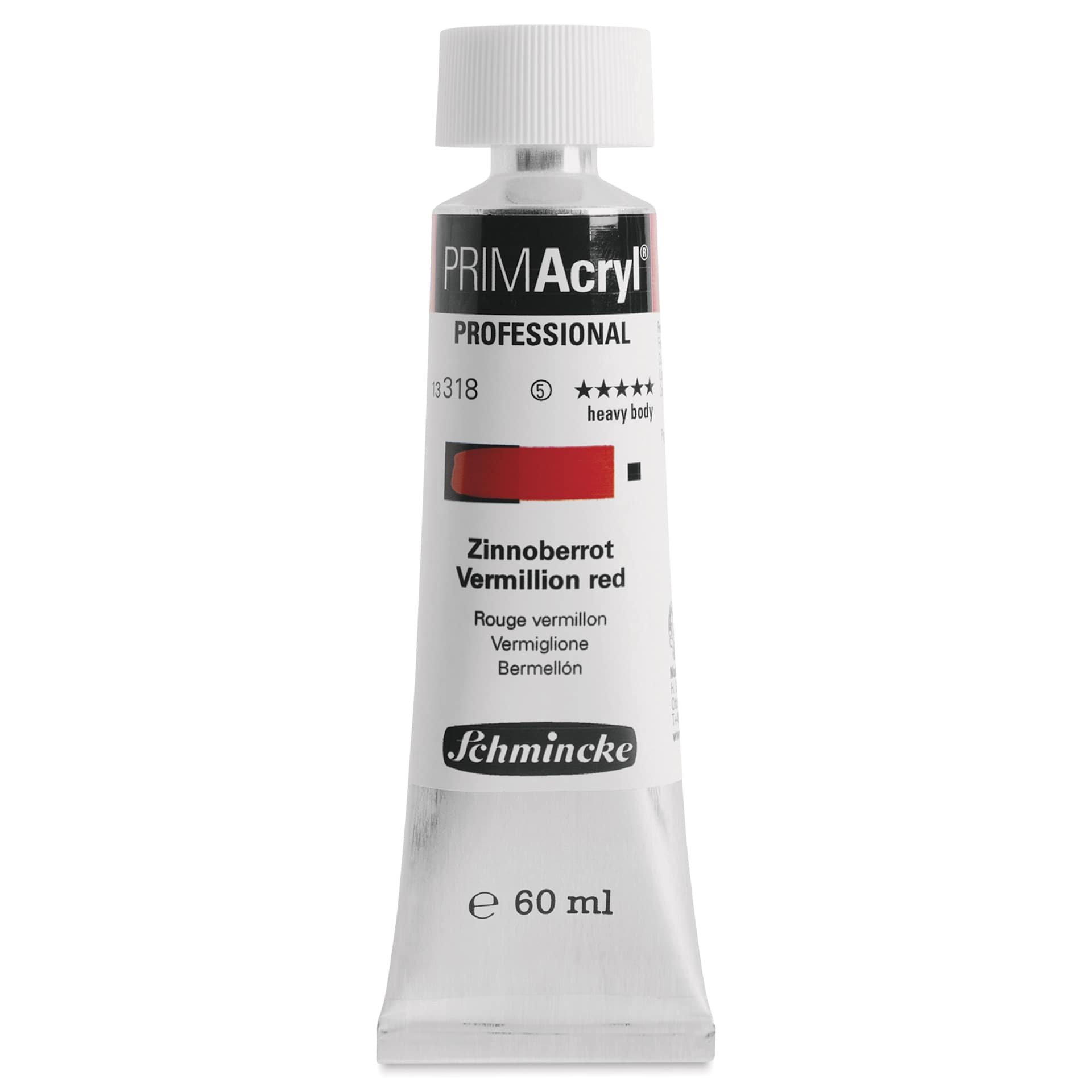 Schmincke Primacryl Professional Acrylic Paint - Vermilion Red, 60 ml Tube