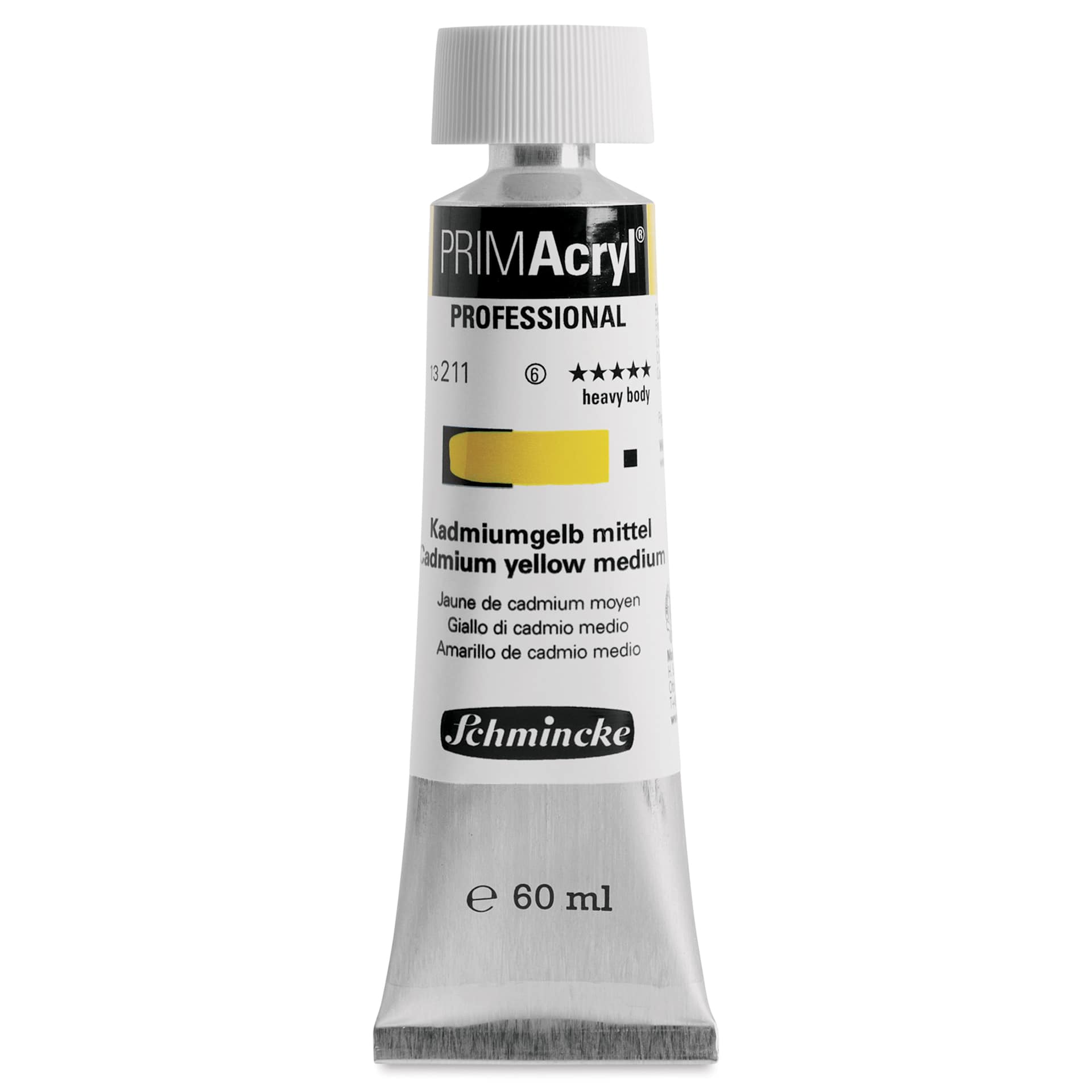 Schmincke Primacryl Professional Acrylic Paint - Cadmium Yellow Medium, 60 ml Tube