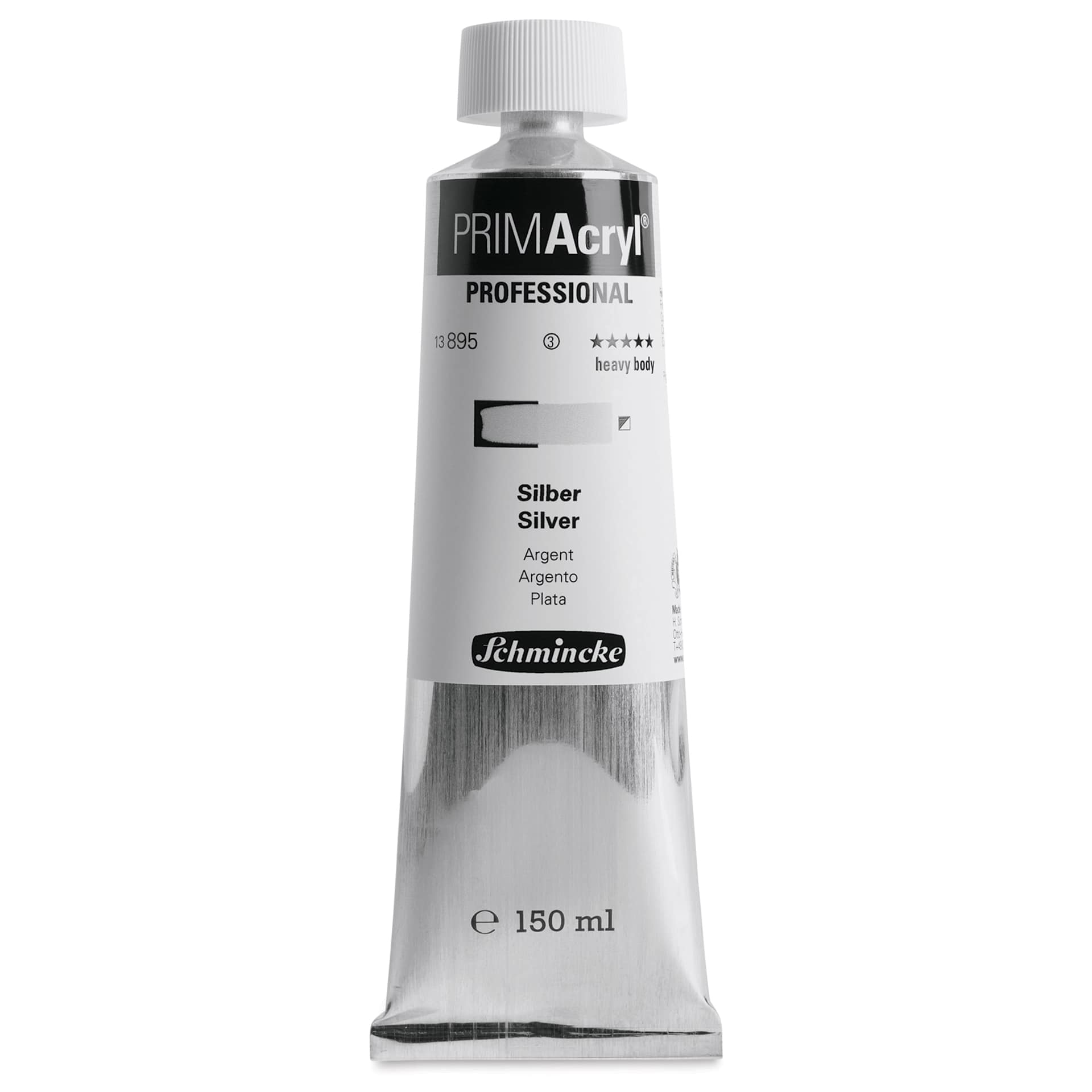 Schmincke Primacryl Professional Acrylic Paint - Silver, 150 ml Tube