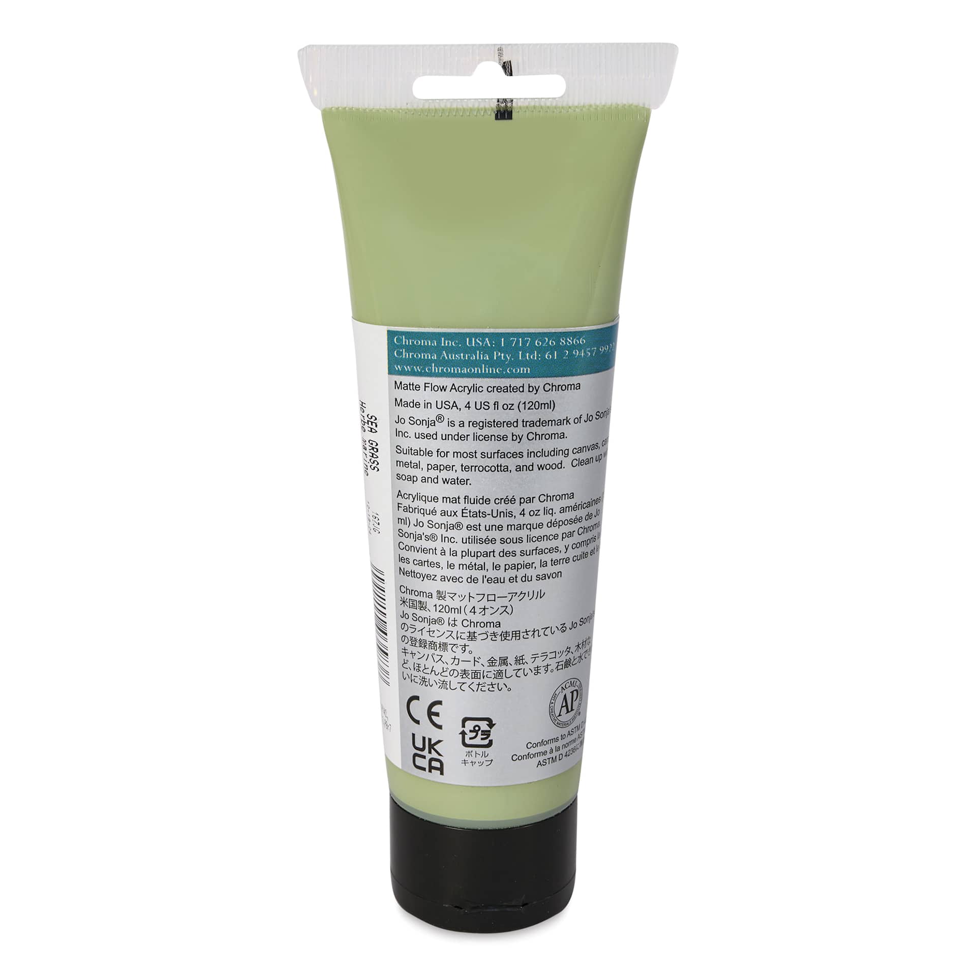 Chroma's Jo Sonja Color Trends Acrylic Paint - Sea Grass, 120 ml tube - back