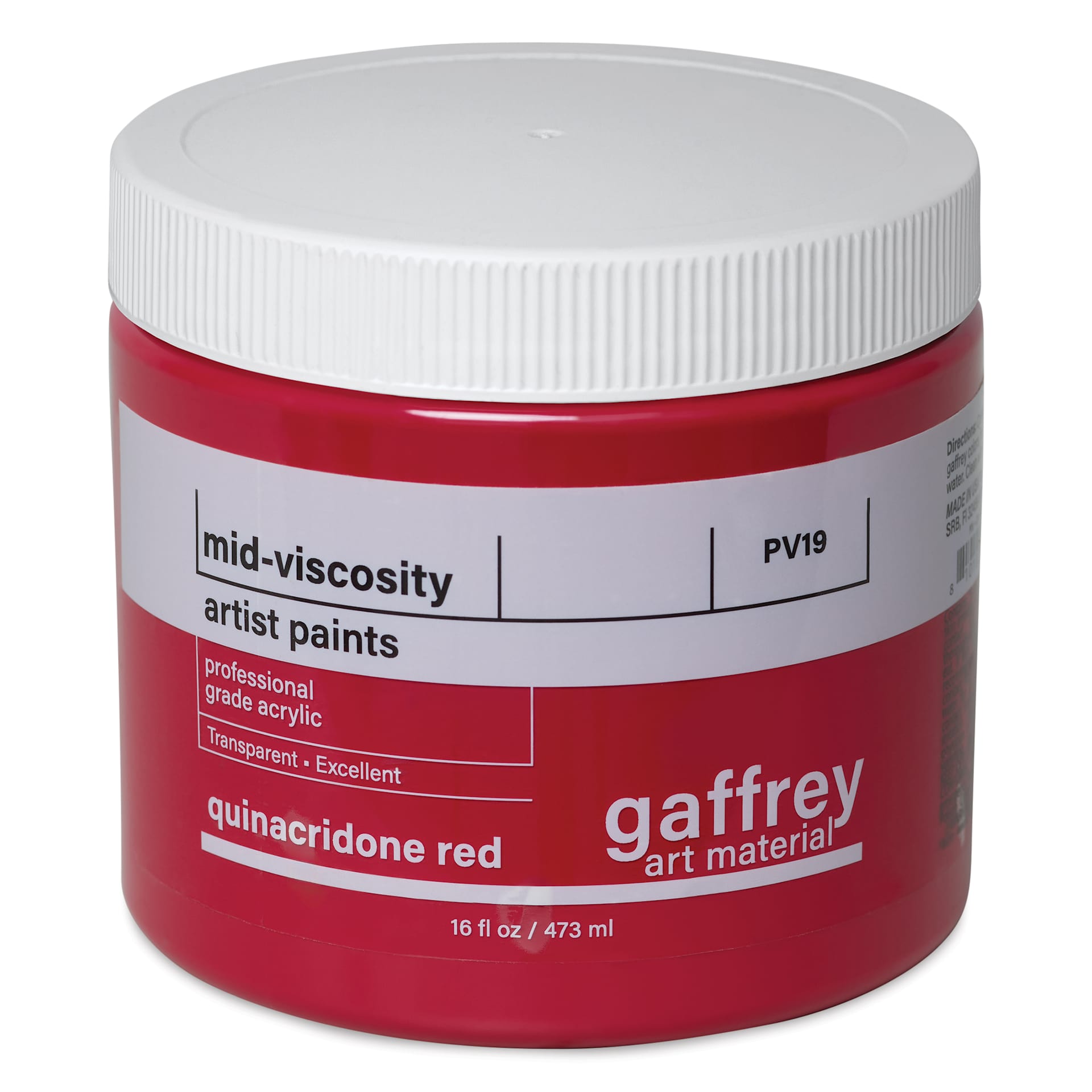 Gaffrey Art Material Standard Body Acrylic Paint - Quinacridone Red, 473 ml jar