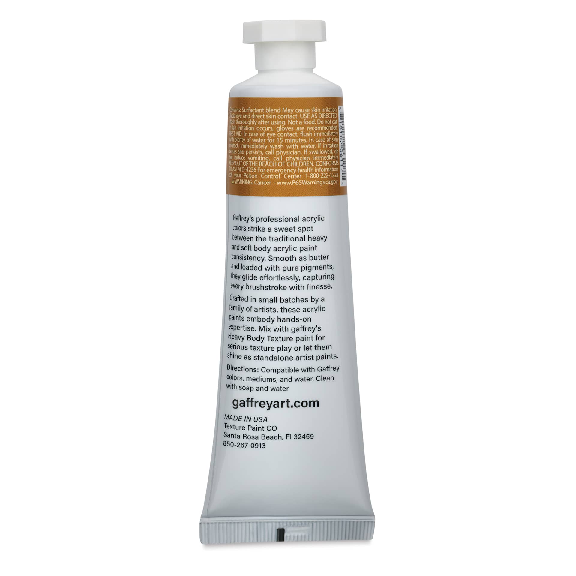 Gaffrey Art Material Standard Body Acrylic Paint - Yellow Iron Oxide, 59 ml tube back