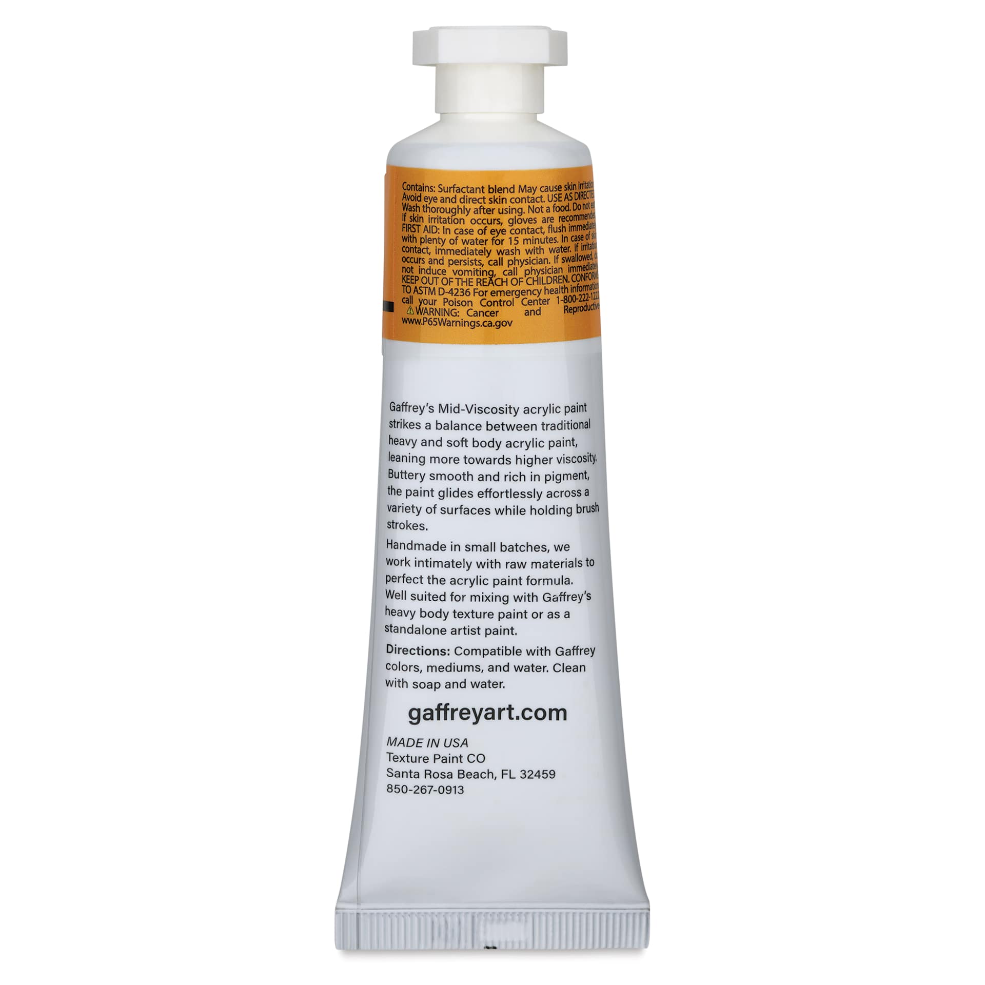 Gaffrey Art Material Standard Body Acrylic Paint - India Yellow, 59 ml back
