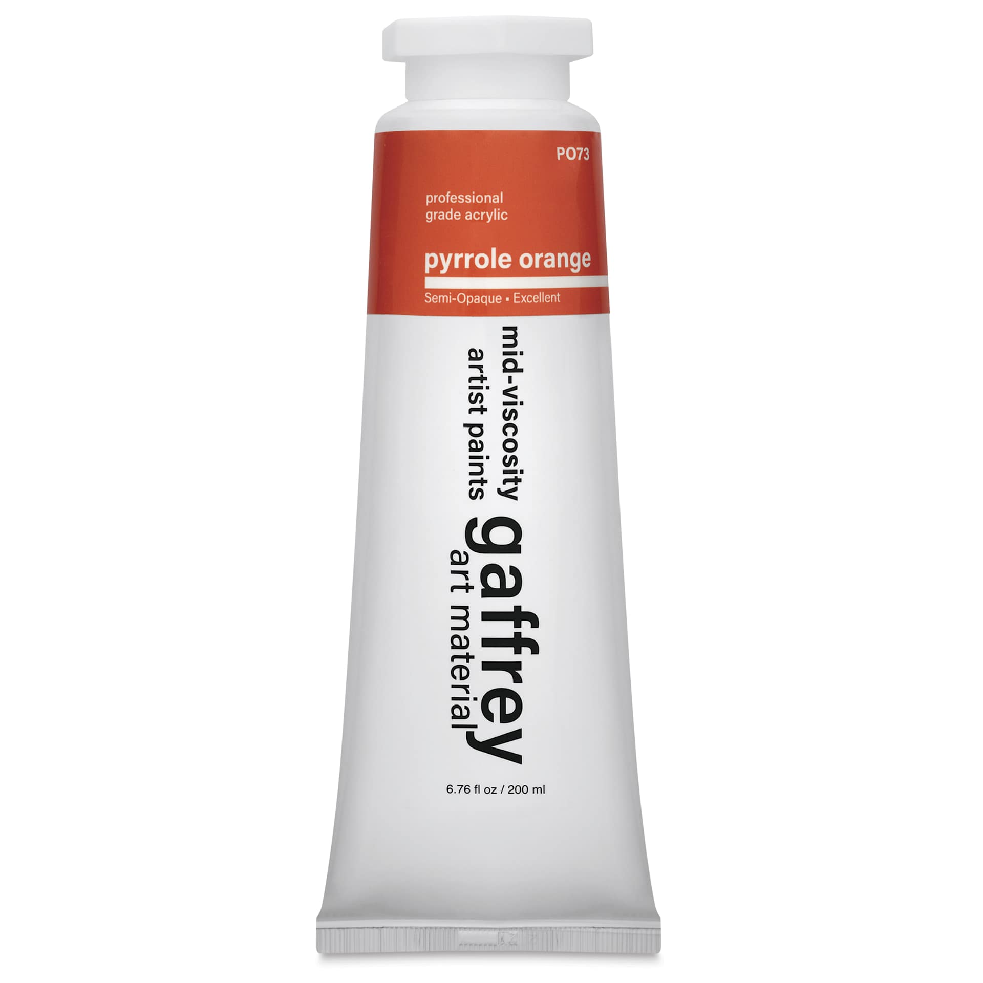 Gaffrey Art Material Standard Body Acrylic Paint - Pyrrole Orange, 200 ml tube