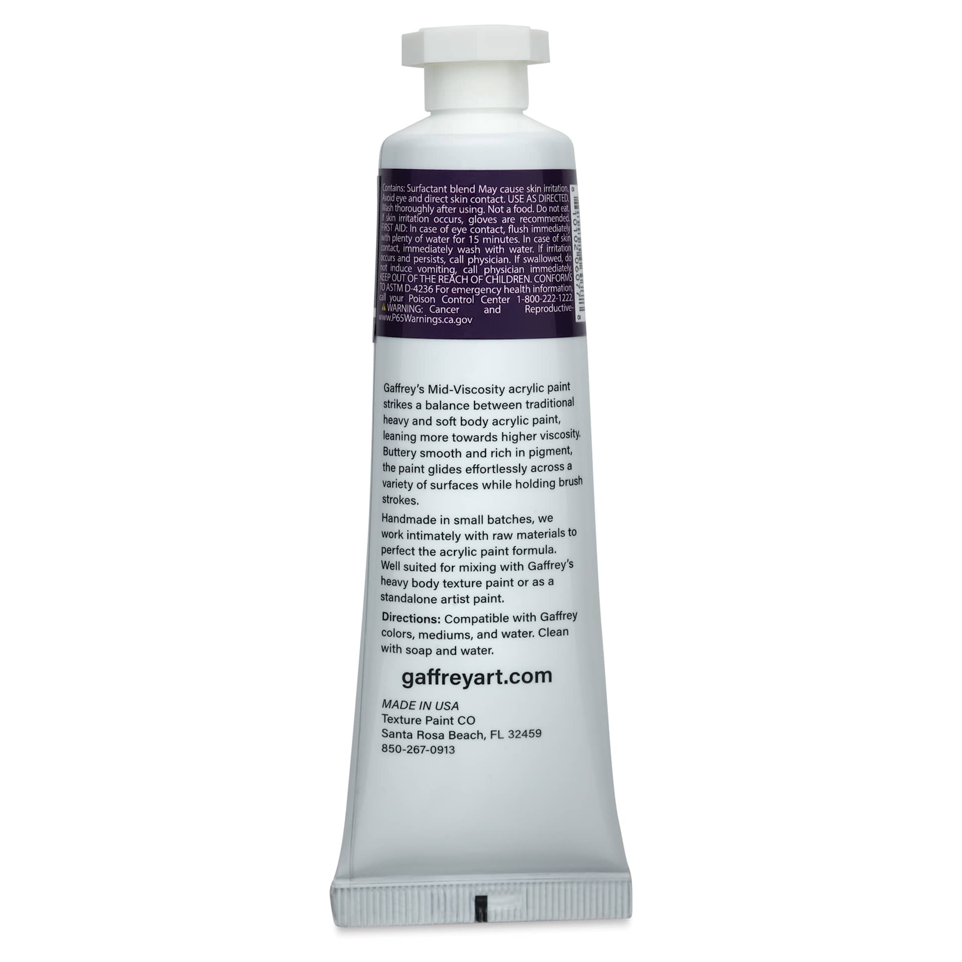 Gaffrey Art Material Standard Body Acrylic Paint - Dioxazine Purple, 59 ml tube back