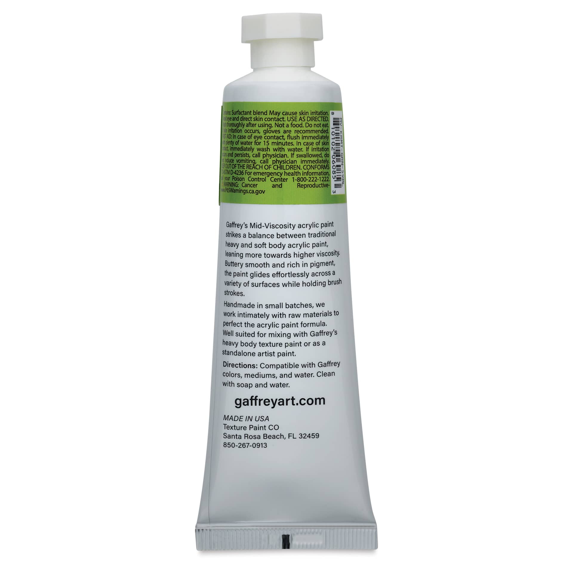 Gaffrey Art Material Standard Body Acrylic Paint - Kermit Green, 59 ml tube back