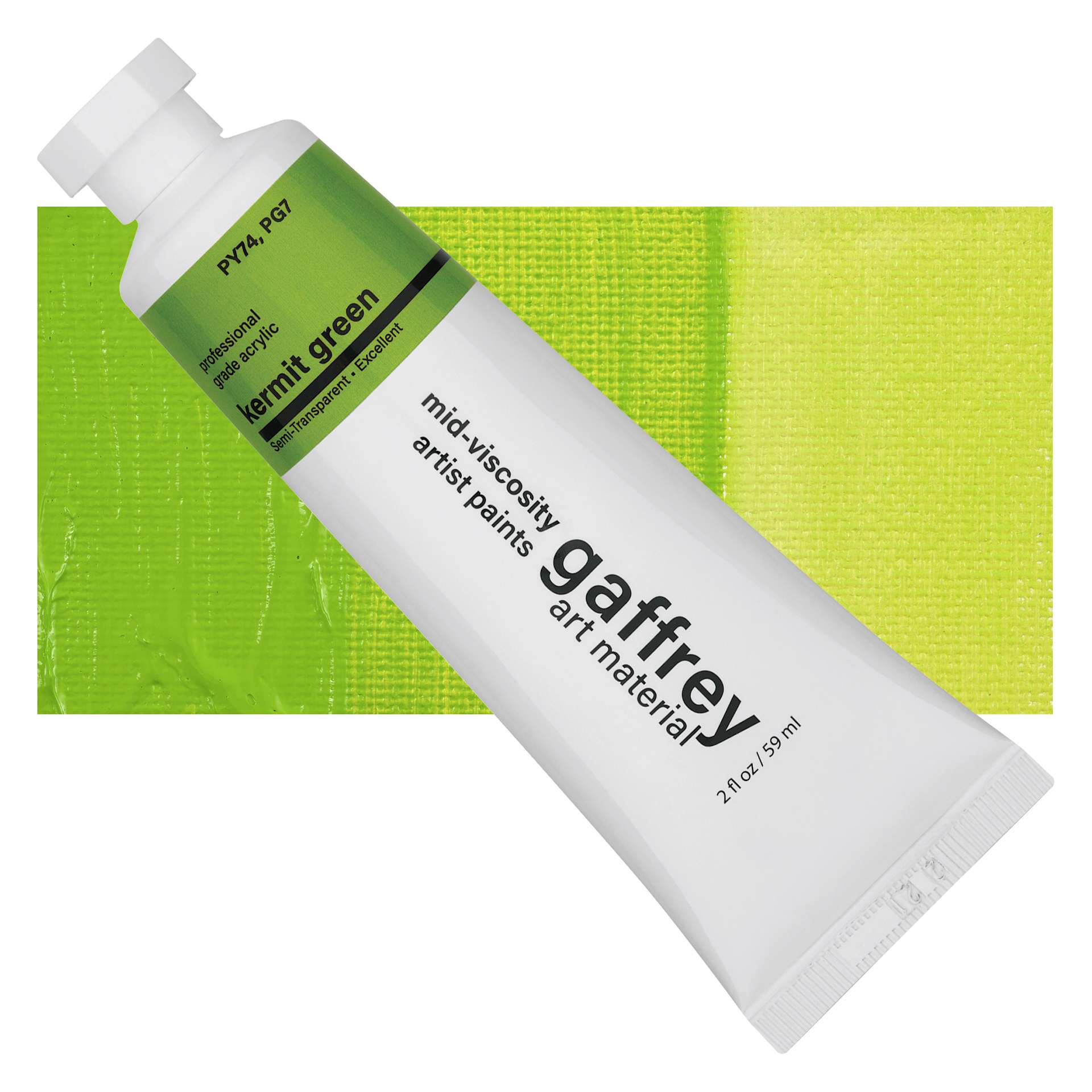 Gaffrey Art Material Standard Body Acrylic Paint - Kermit Green, 59 ml tube and swatch