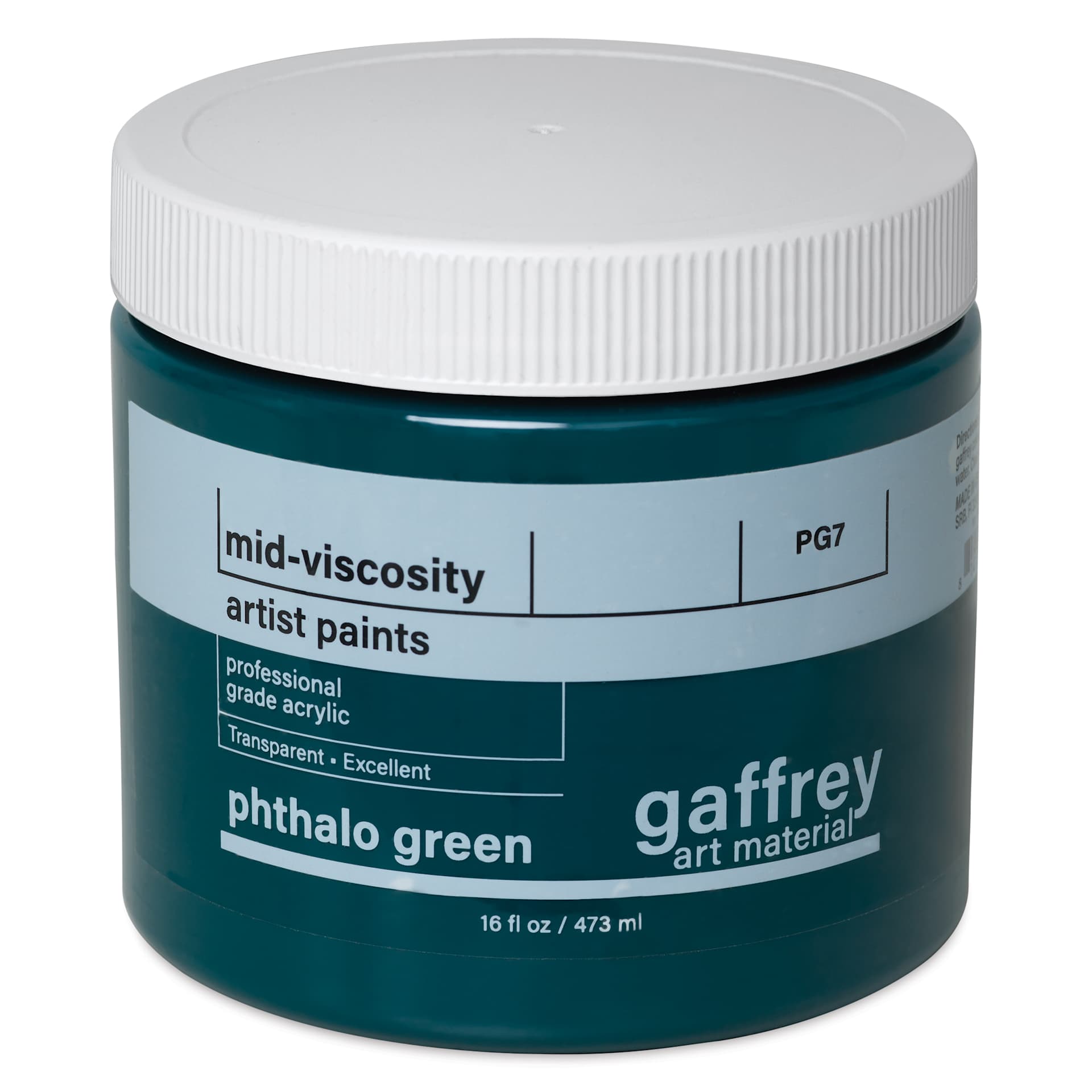 Gaffrey Art Material Standard Body Acrylic Paint - Phthalo Green, 473 ml jar