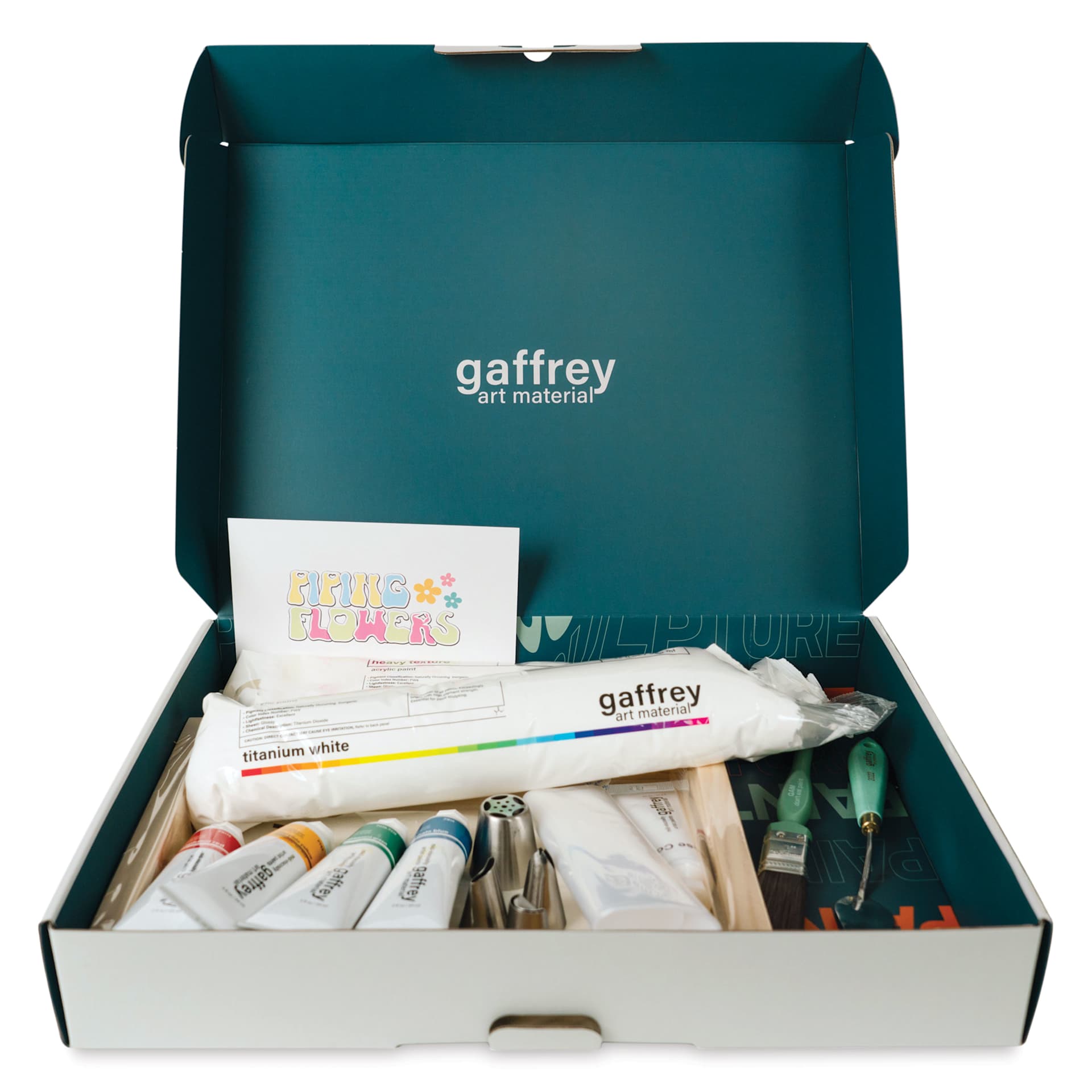 Cardboard box packaging open to show contents