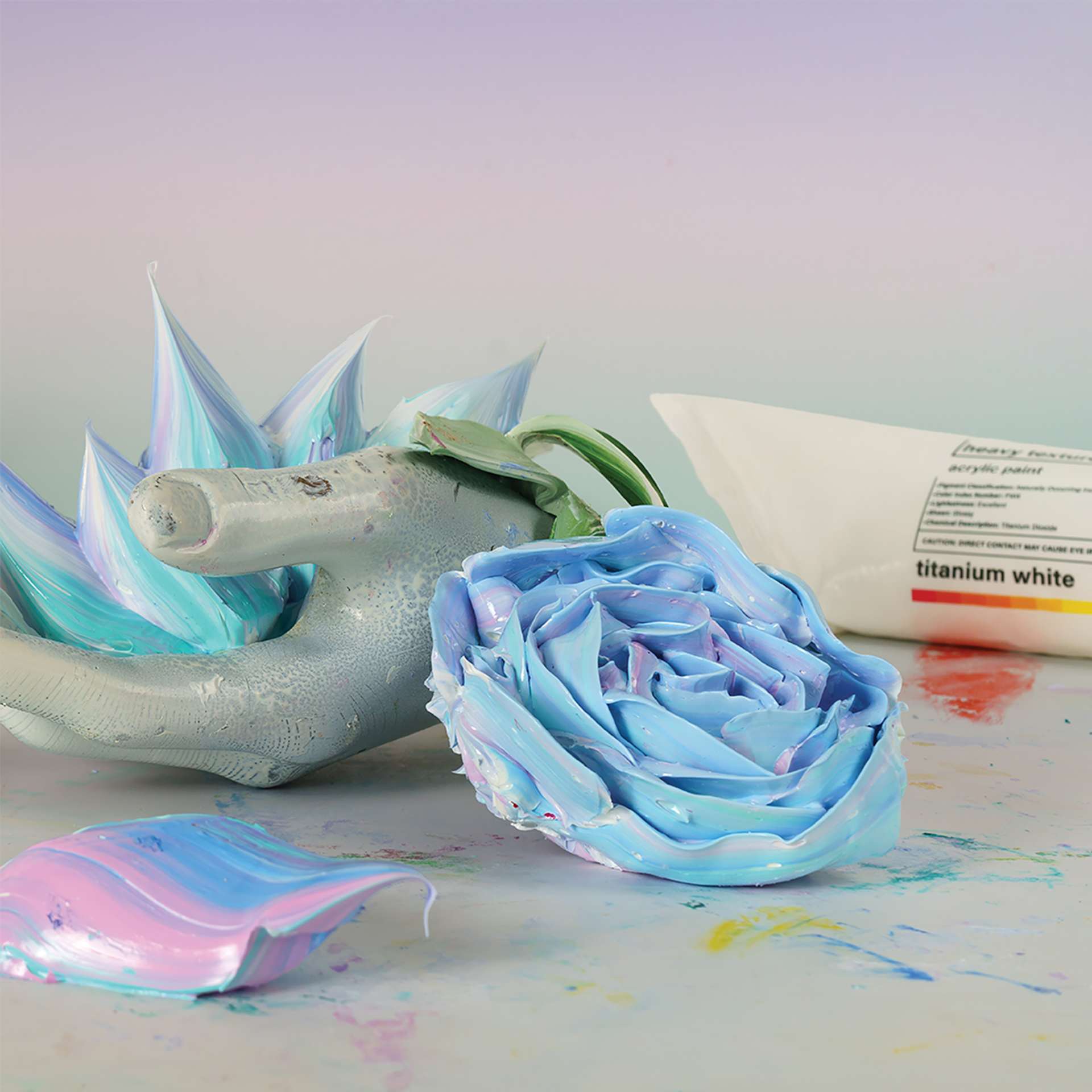 Gaffrey Heavy Body Texture Acrylic Paint - Titanium White, 32 oz used to make roses that have been dried as a sculpture