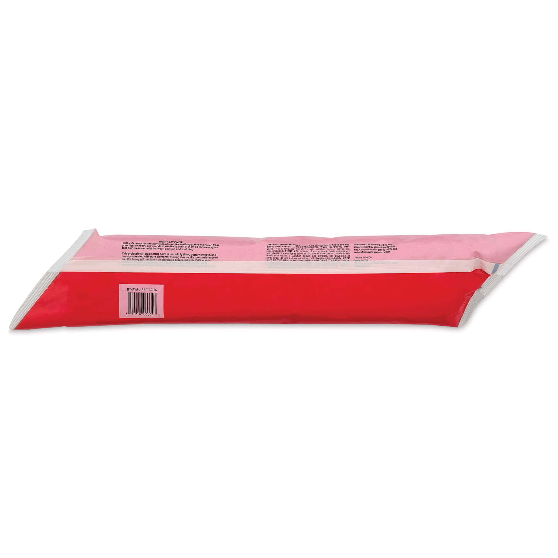 Gaffrey Heavy Body Texture Acrylic Paint - Pyrrole Red, 32 oz back