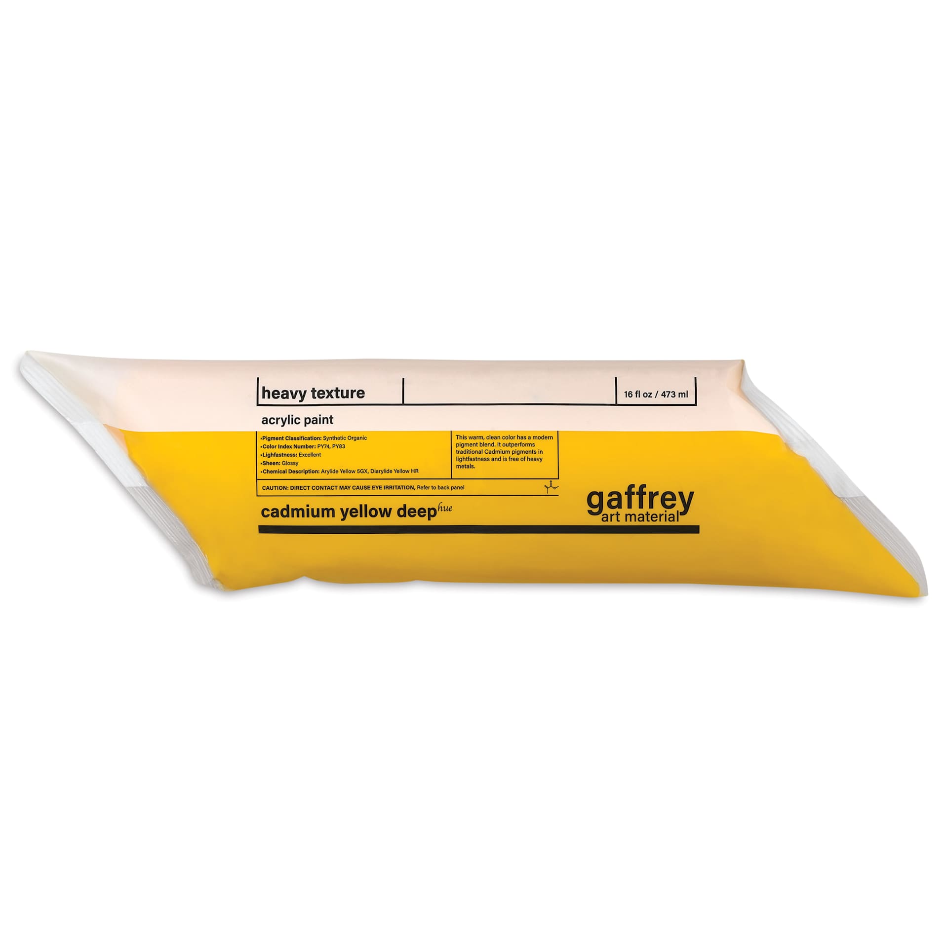 Gaffrey Heavy Body Texture Acrylic Paint - Cadmium Yellow Deep Hue, 16 oz