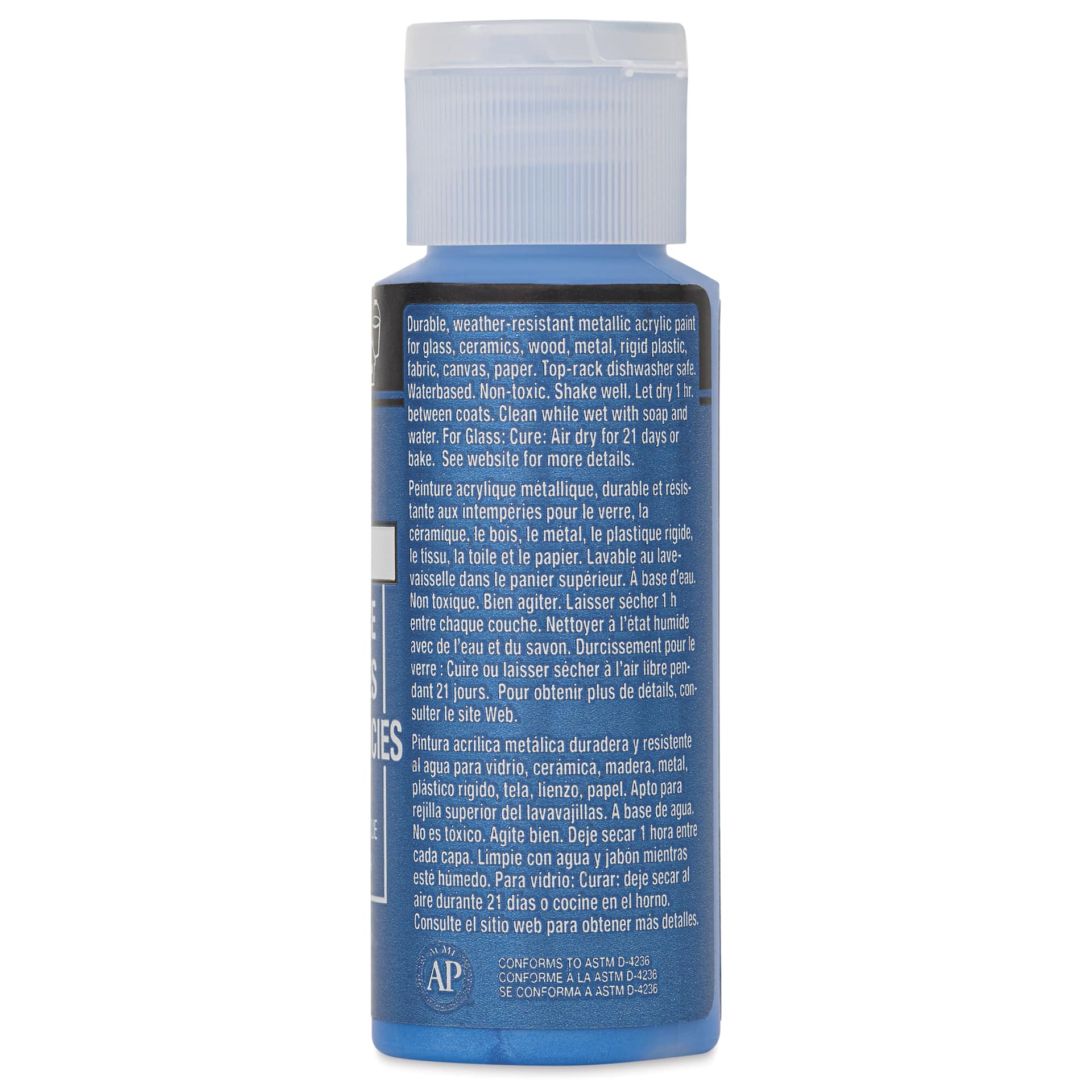 FolkArt Multi-Surface Metallic Acrylic Paint - Sapphire, 59 ml - back of bottle