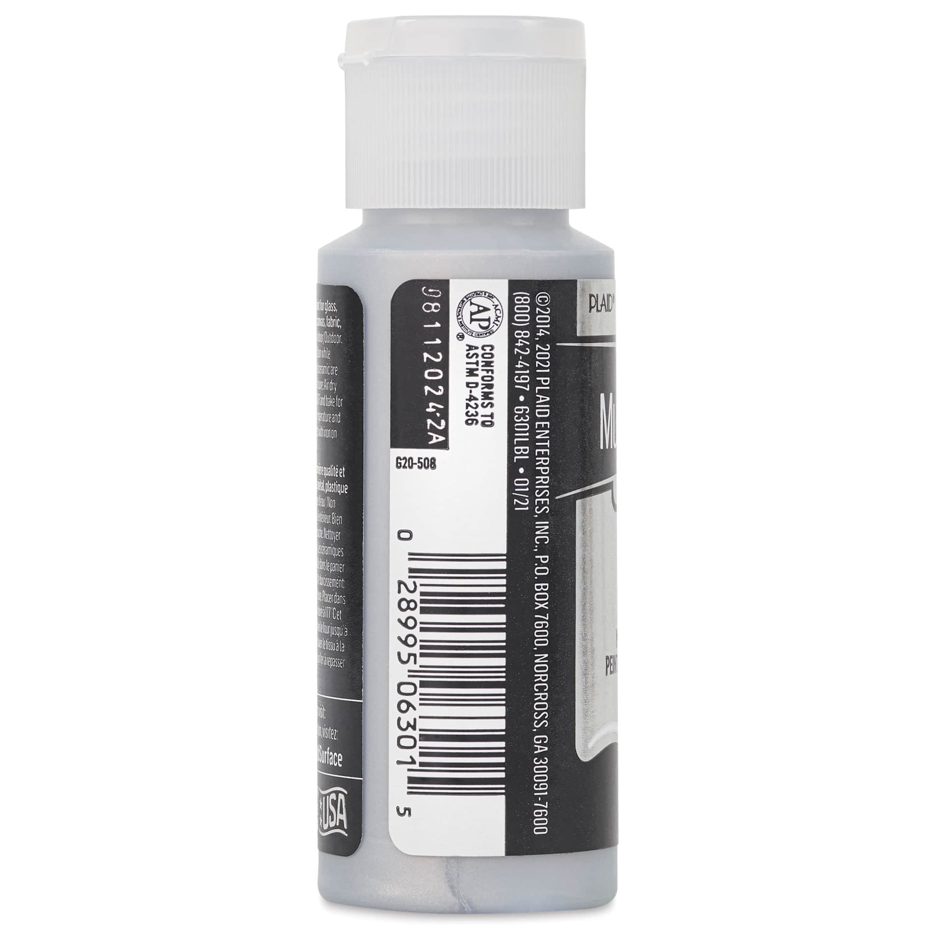 FolkArt Multi-Surface Metallic Acrylic Paint - Platinum, 59 ml - side of bottle