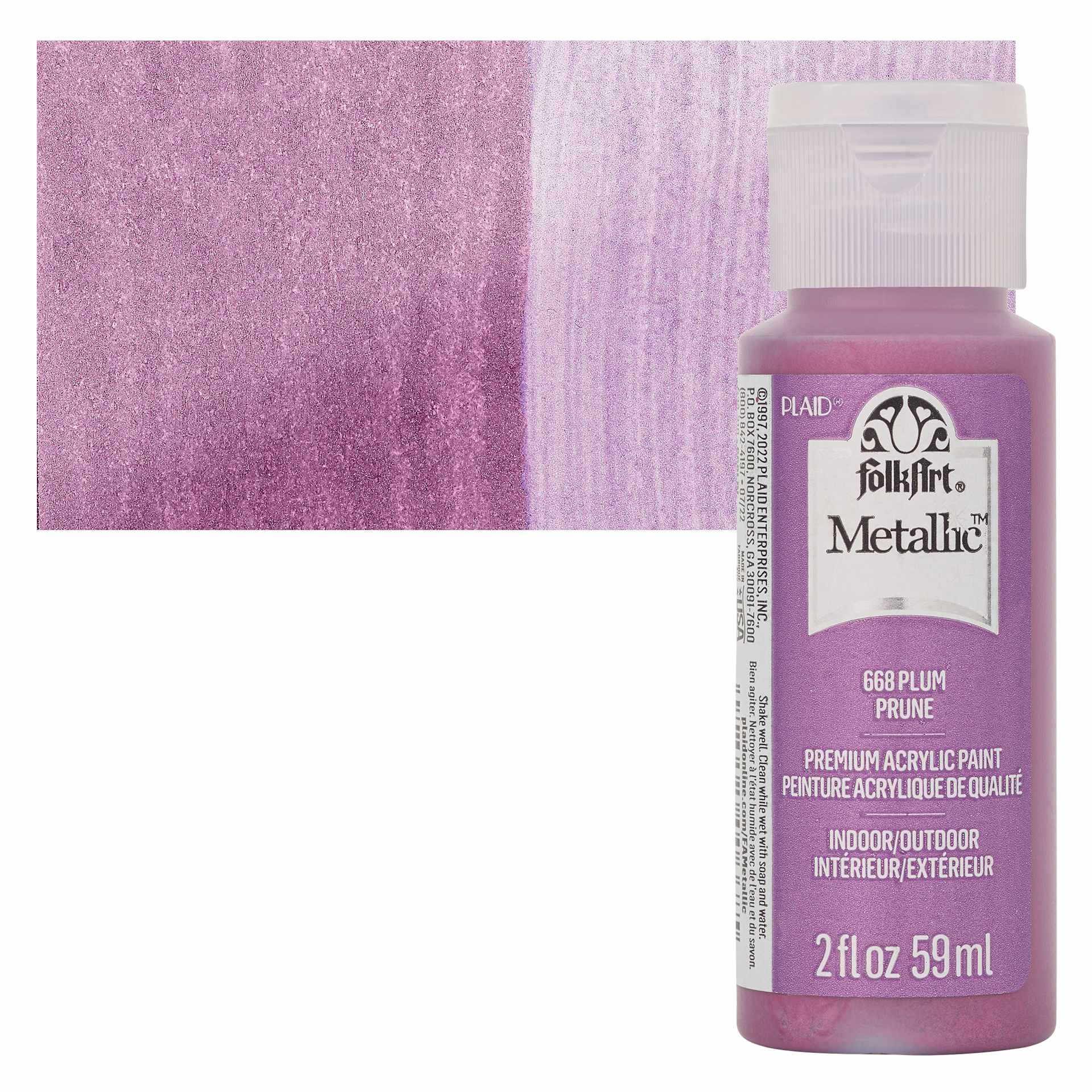 FolkArt Metallic Acrylic Paint - Plum - bottle and swatch
