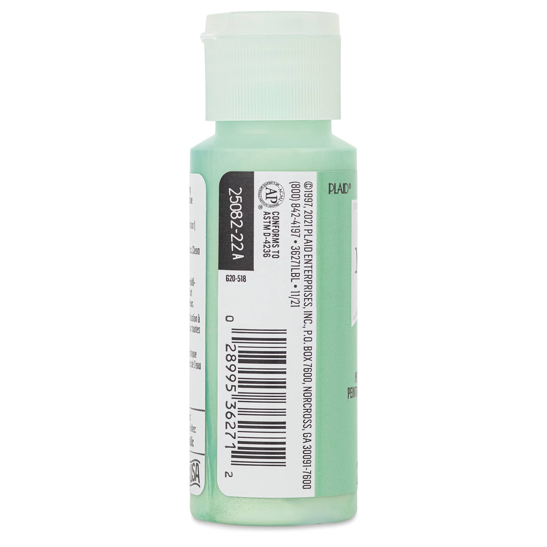 FolkArt Metallic Acrylic Paint - Green Silk, 59 ml - side of bottle