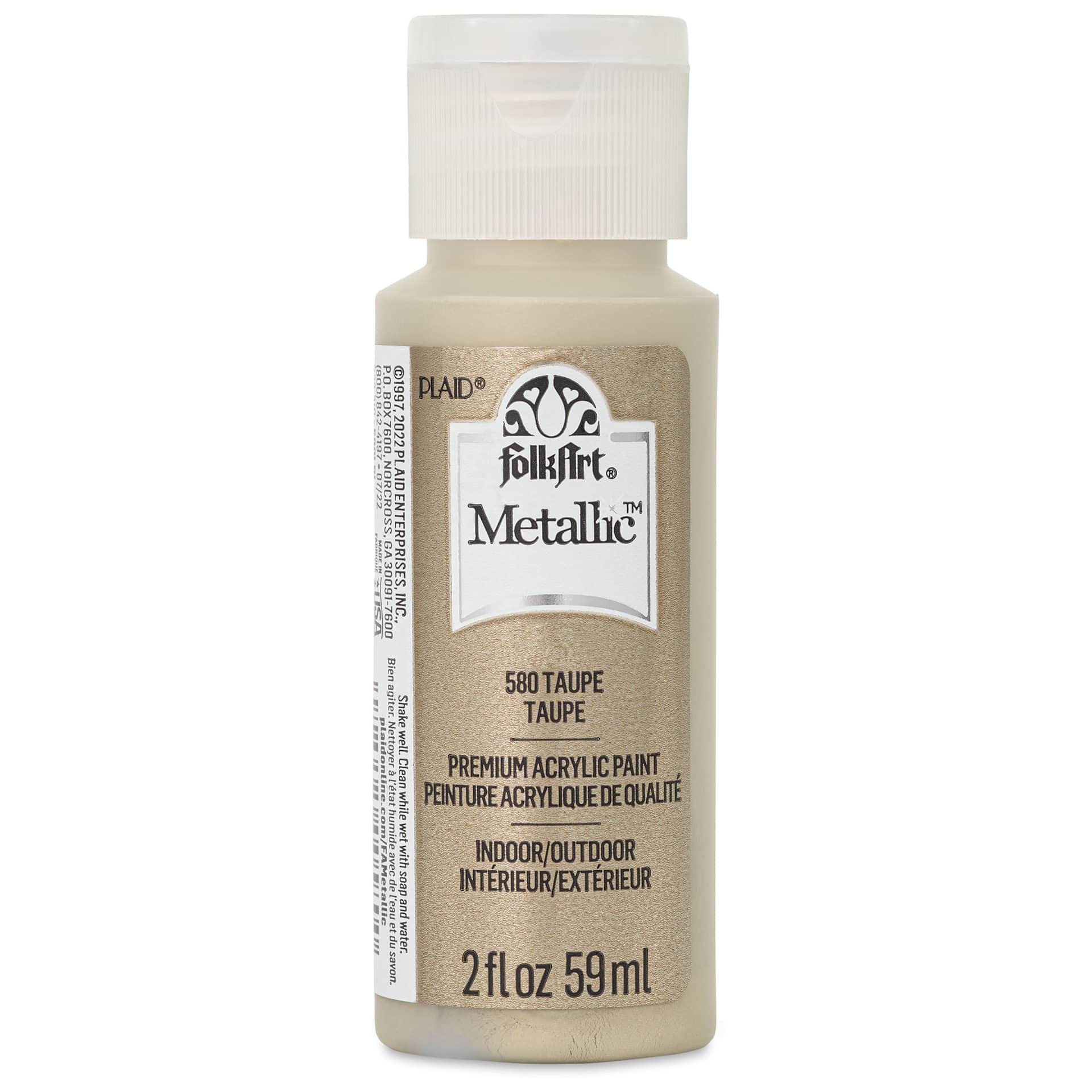 FolkArt Metallic Acrylic Paint - Taupe, 59 ml