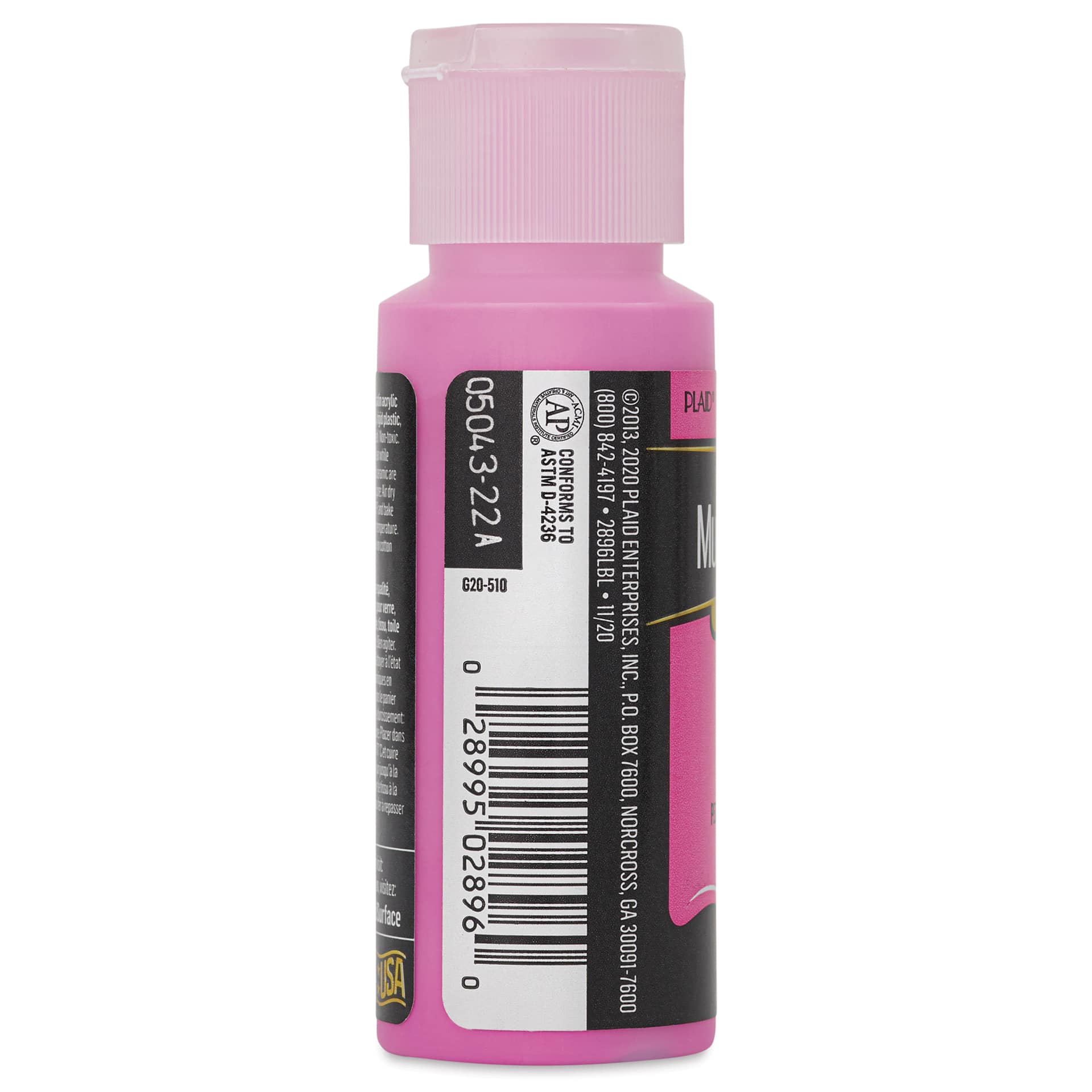 FolkArt Multi-Surface Acrylic Paint - Bright Pink, 59 ml bottle side