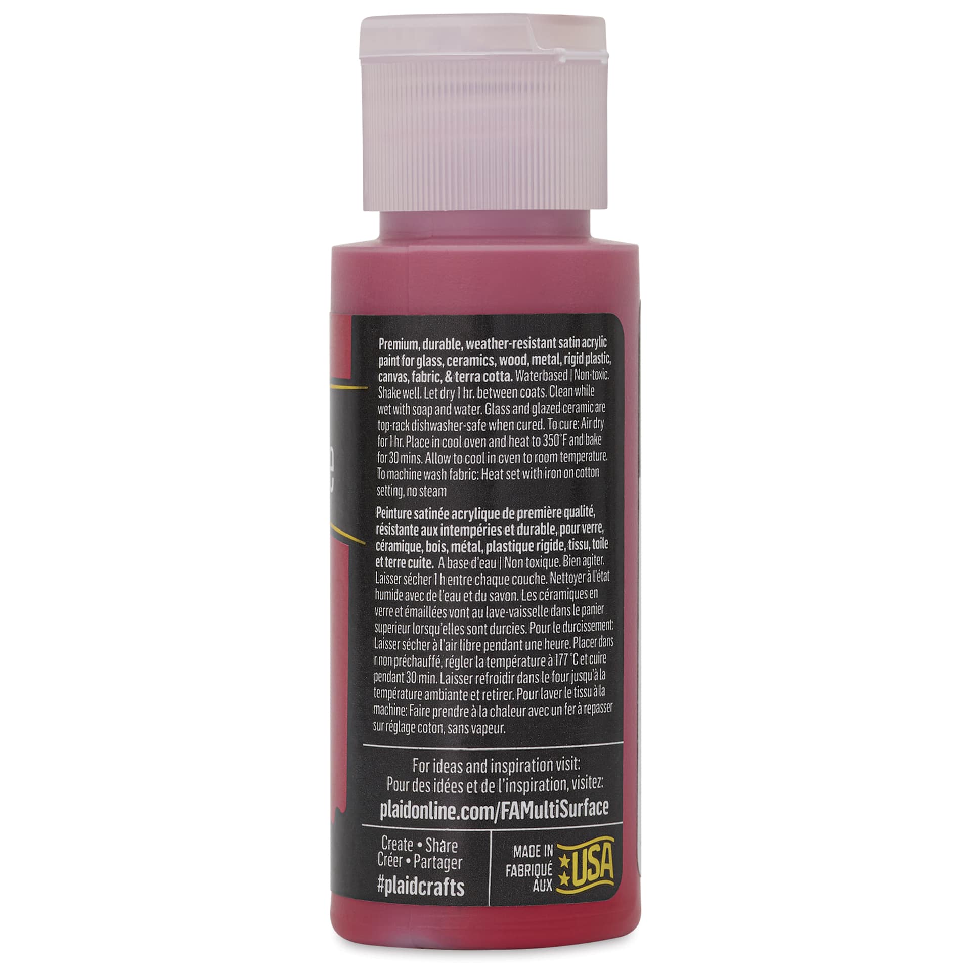FolkArt Multi-Surface Acrylic Paint - Cardinal Red, 59 ml bottle back