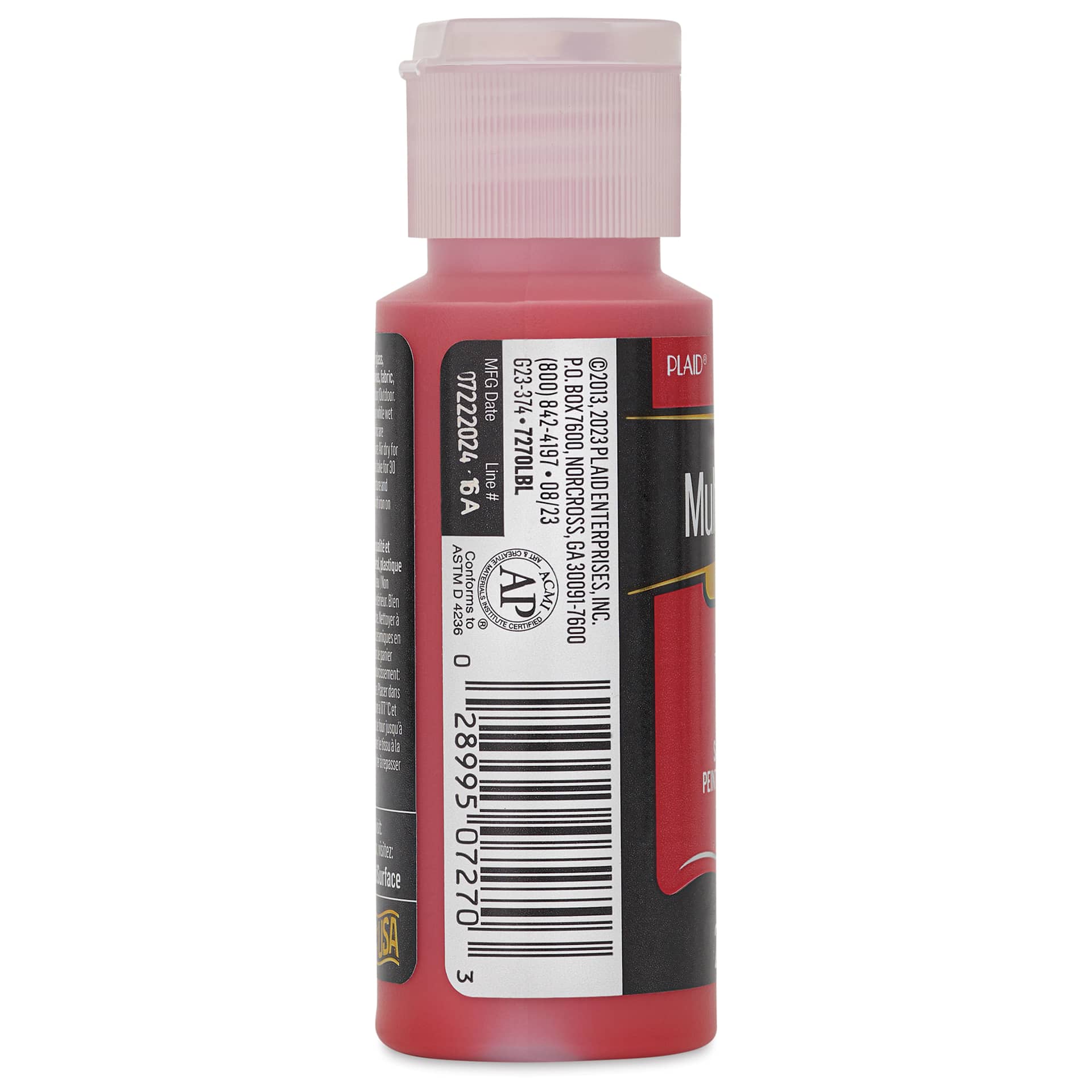 FolkArt Multi-Surface Acrylic Paint - Lipstick Red, 59 ml bottle side