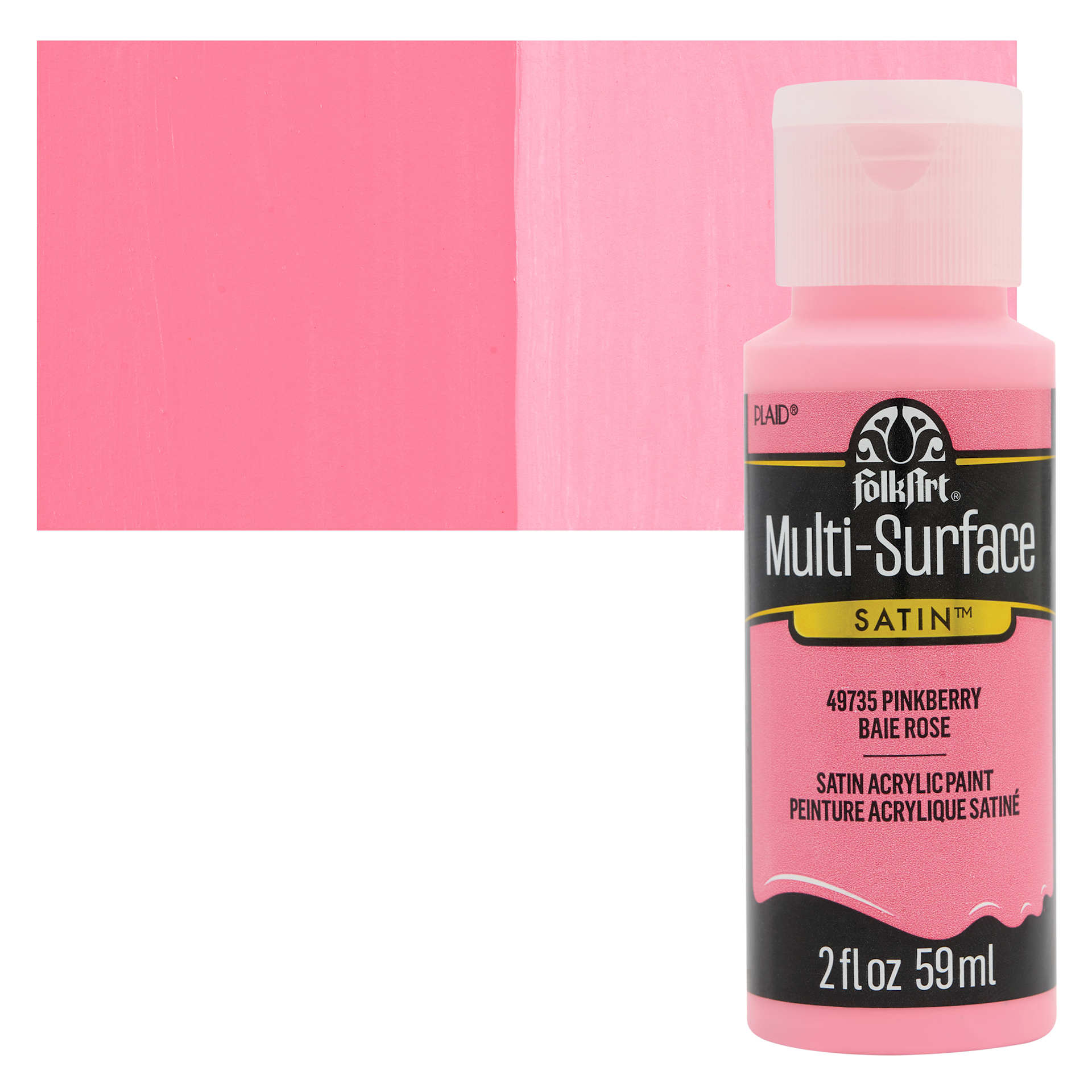 FolkArt Multi-Surface Acrylic Paint - Pinkberry, 59 ml bottle and swatch