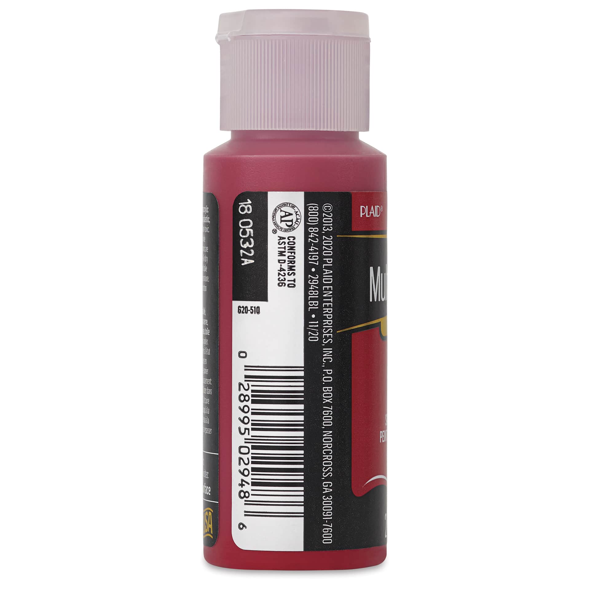 FolkArt Multi-Surface Acrylic Paint - Engine Red, 59 ml bottle side