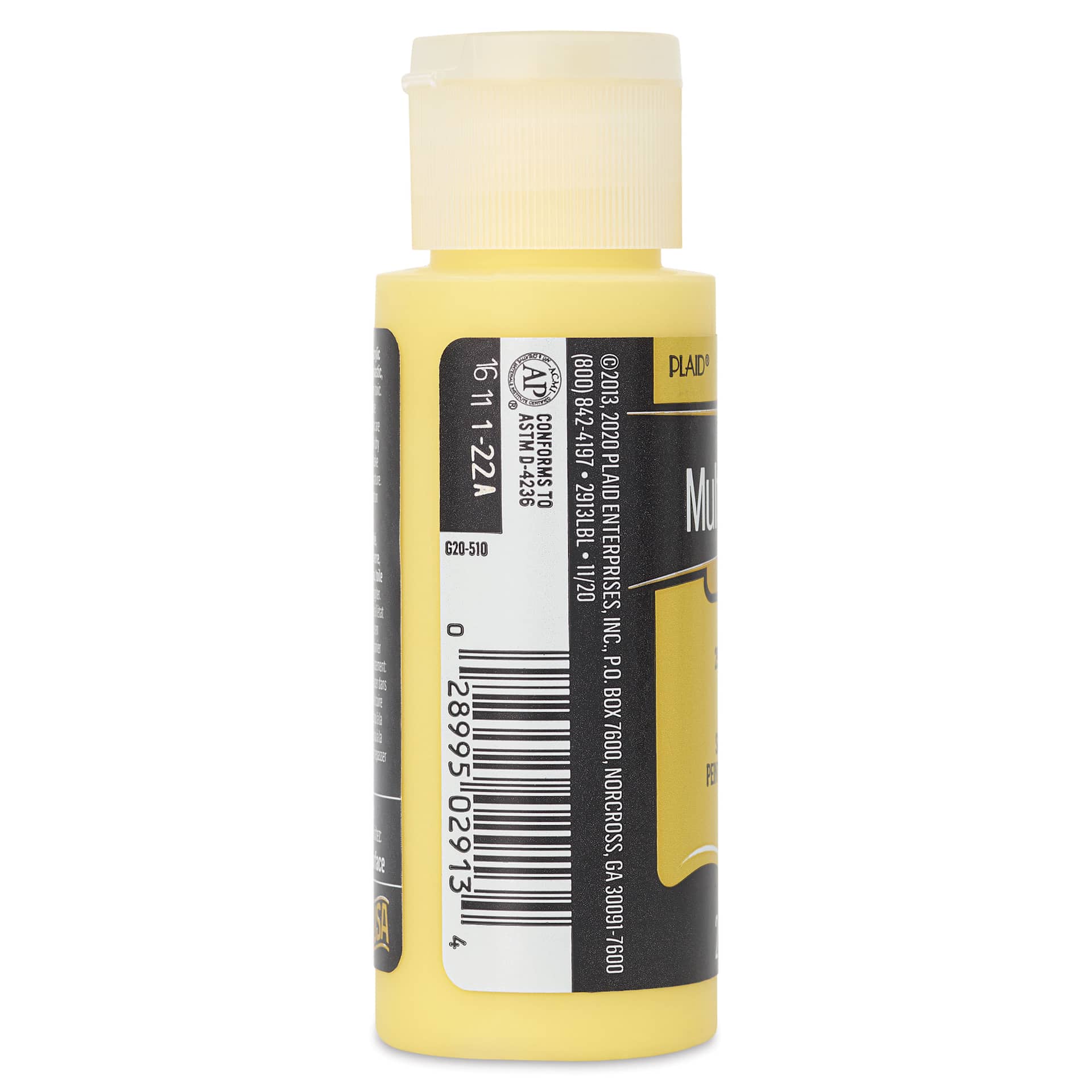 FolkArt Multi-Surface Acrylic Paint - Lemon Custard, 59 ml bottle and side