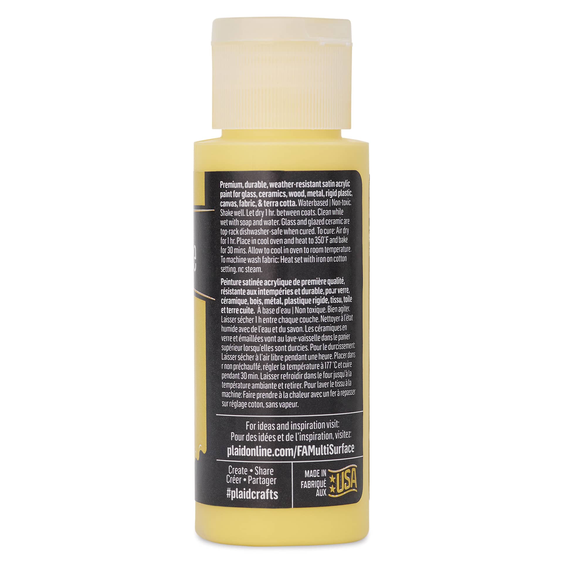 FolkArt Multi-Surface Acrylic Paint - Lemon Custard, 59 ml bottle back