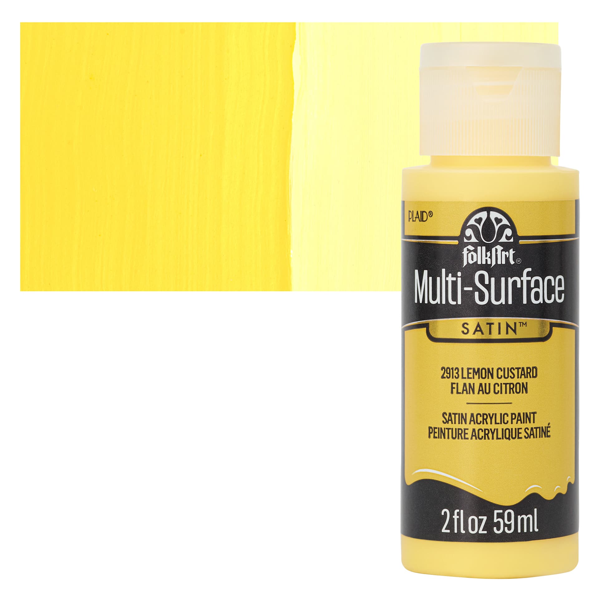FolkArt Multi-Surface Acrylic Paint - Lemon Custard, 59 ml bottle and swatch