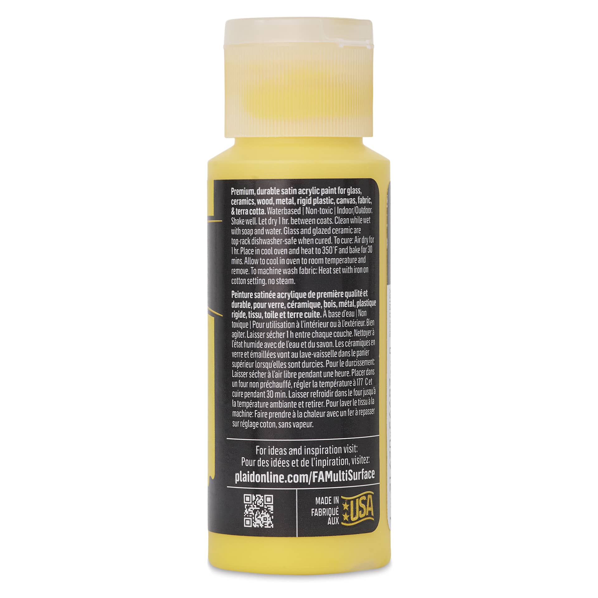 FolkArt Multi-Surface Acrylic Paint - Daffodil Yellow, 59 ml bottle back